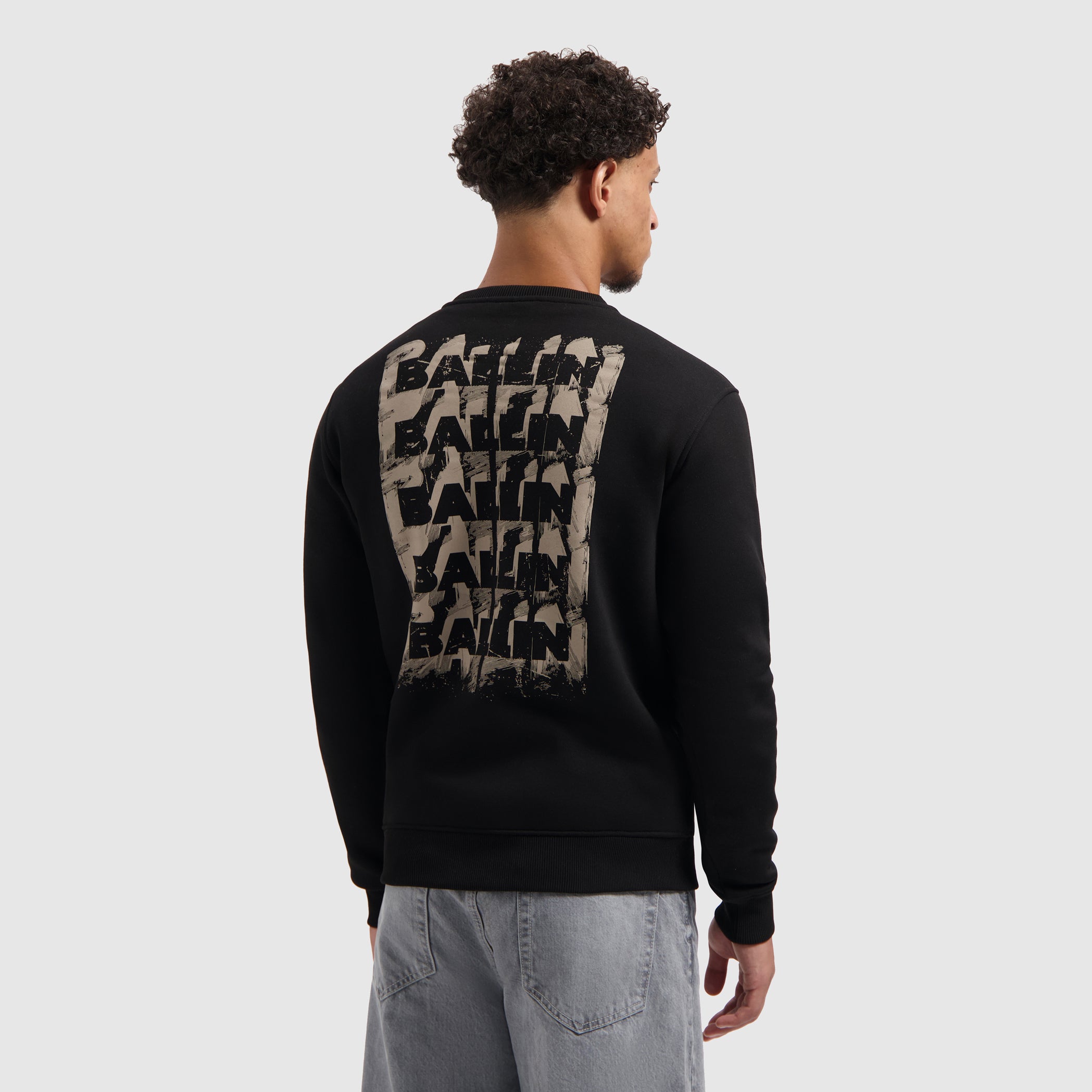 Stacked Outline Logo Sweater | Black