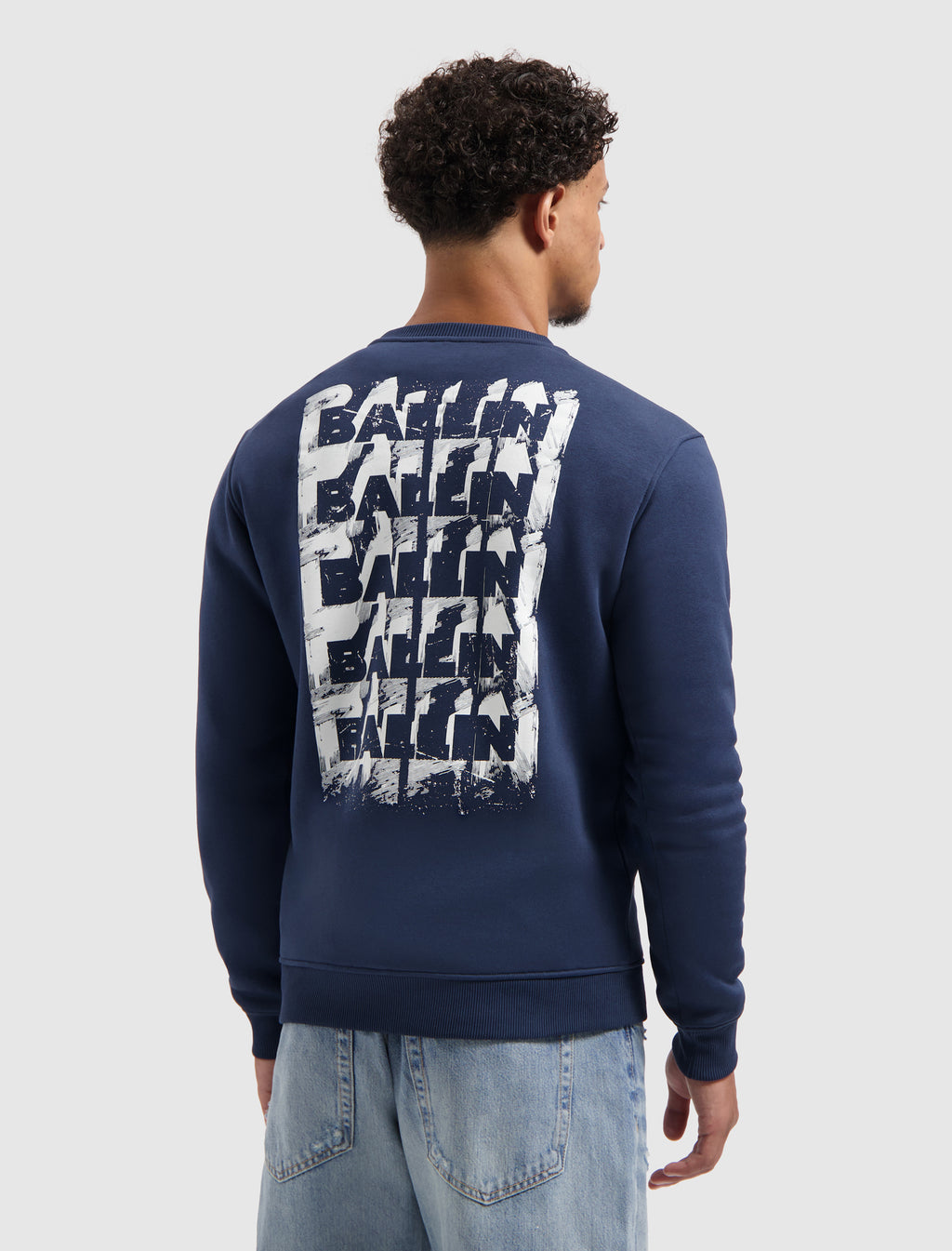 Stacked Outline Logo Sweater | Navy