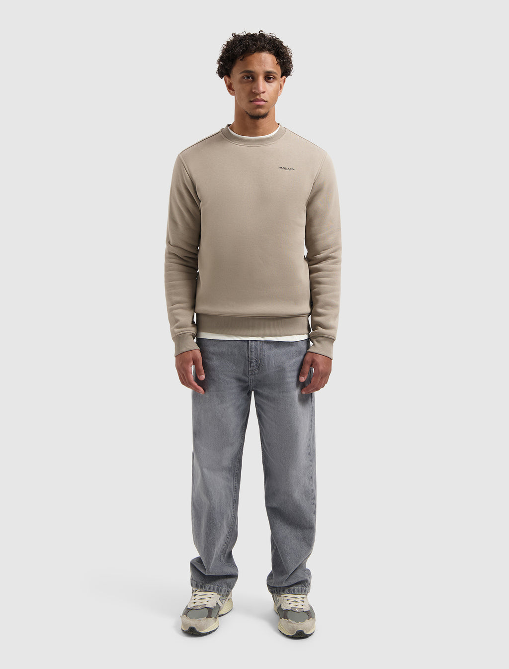 Stacked Outline Logo Sweater | Taupe