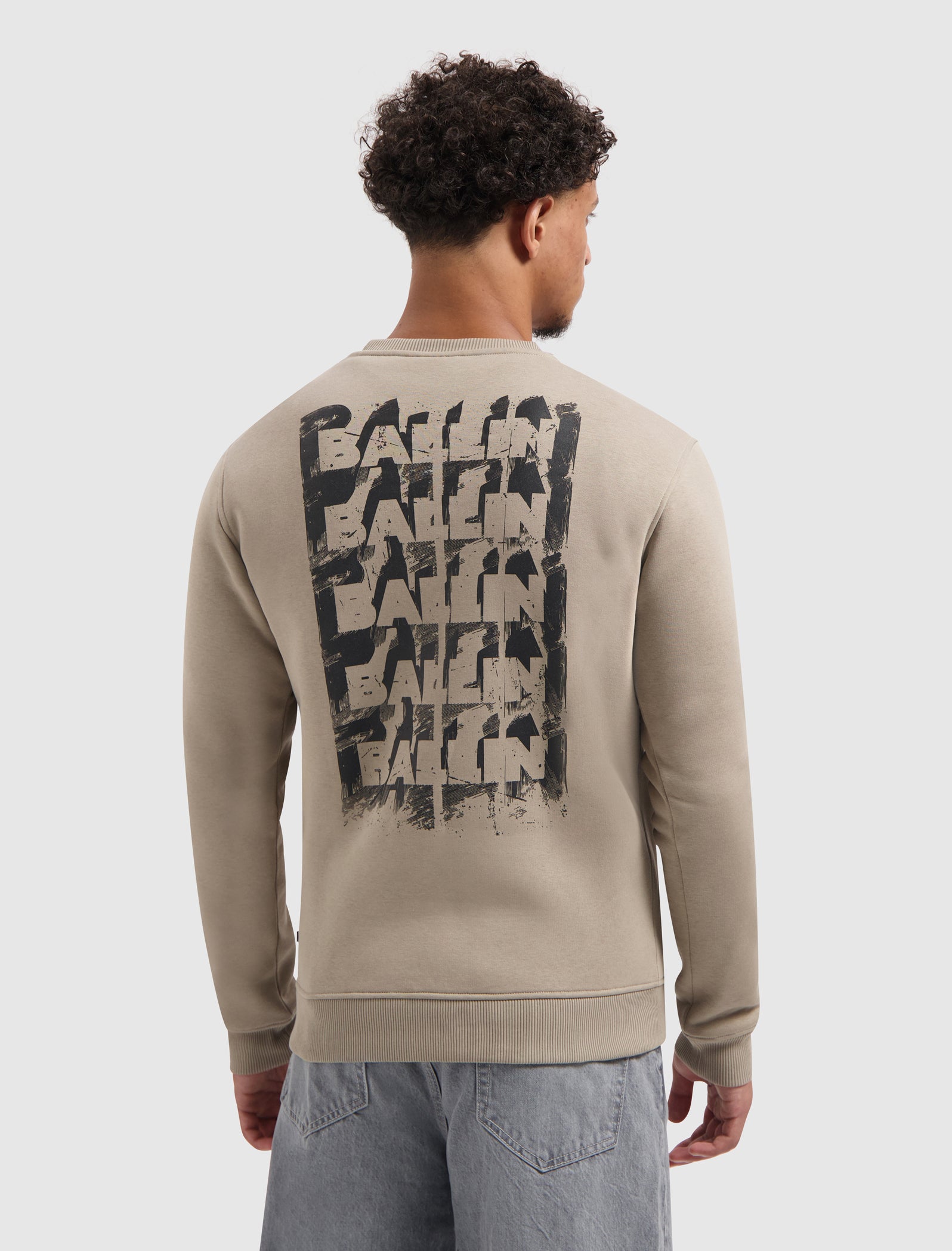 Stacked Outline Logo Sweater | Taupe