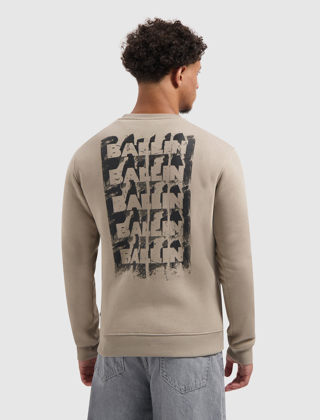 Stacked Outline Logo Sweater | Taupe
