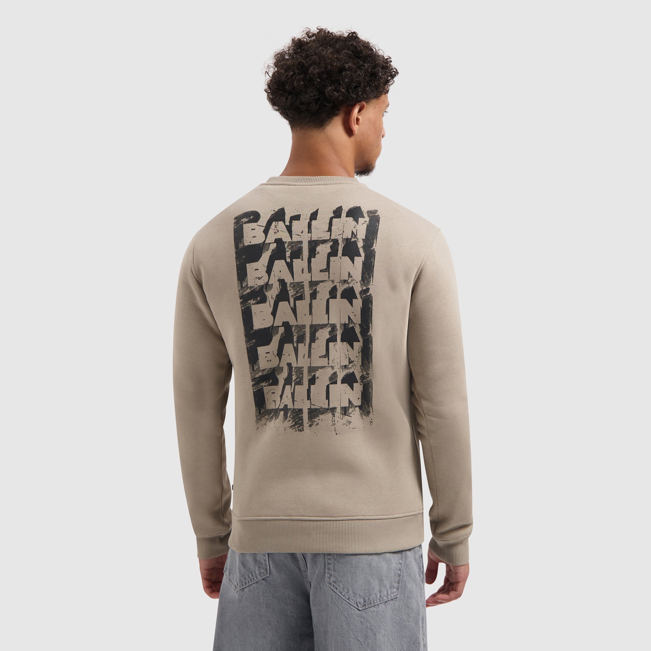 Stacked Outline Logo Sweater | Taupe