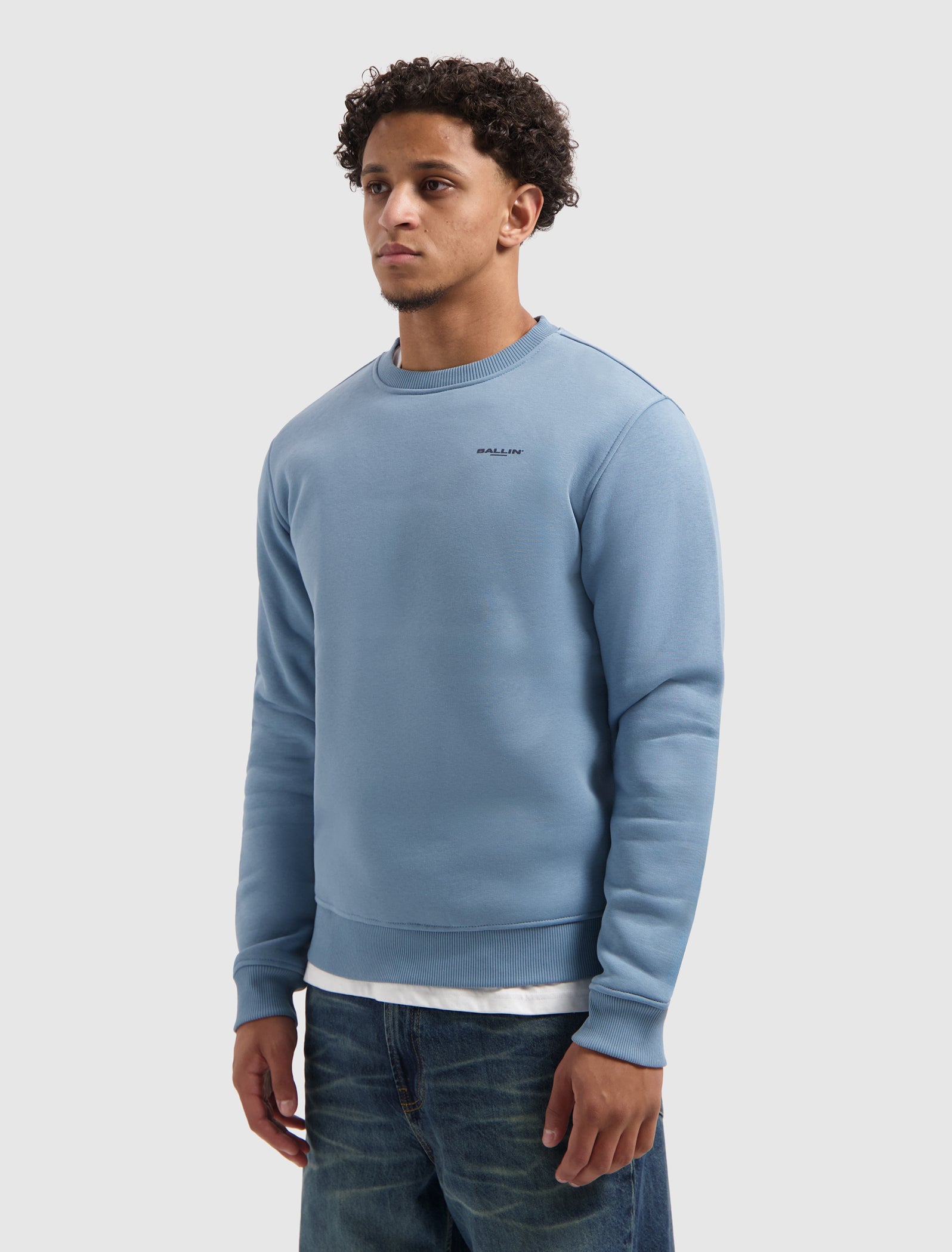 Zig Zag Logo Sweater | Mid Blue Grey