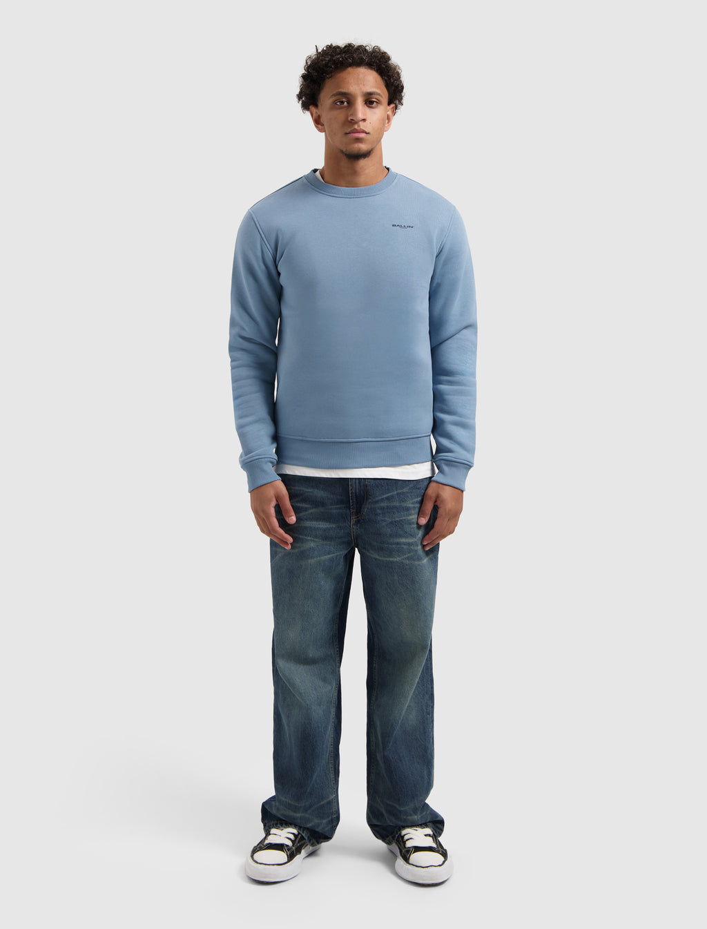 Zig Zag Logo Sweater | Mid Blue Grey