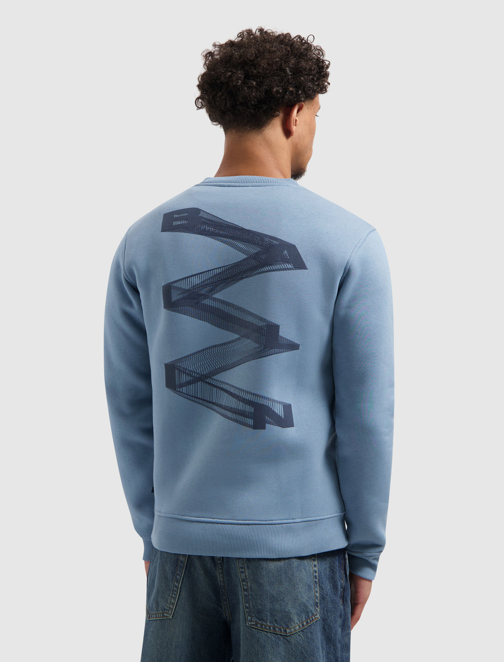Zig Zag Logo Sweater | Mid Blue Grey
