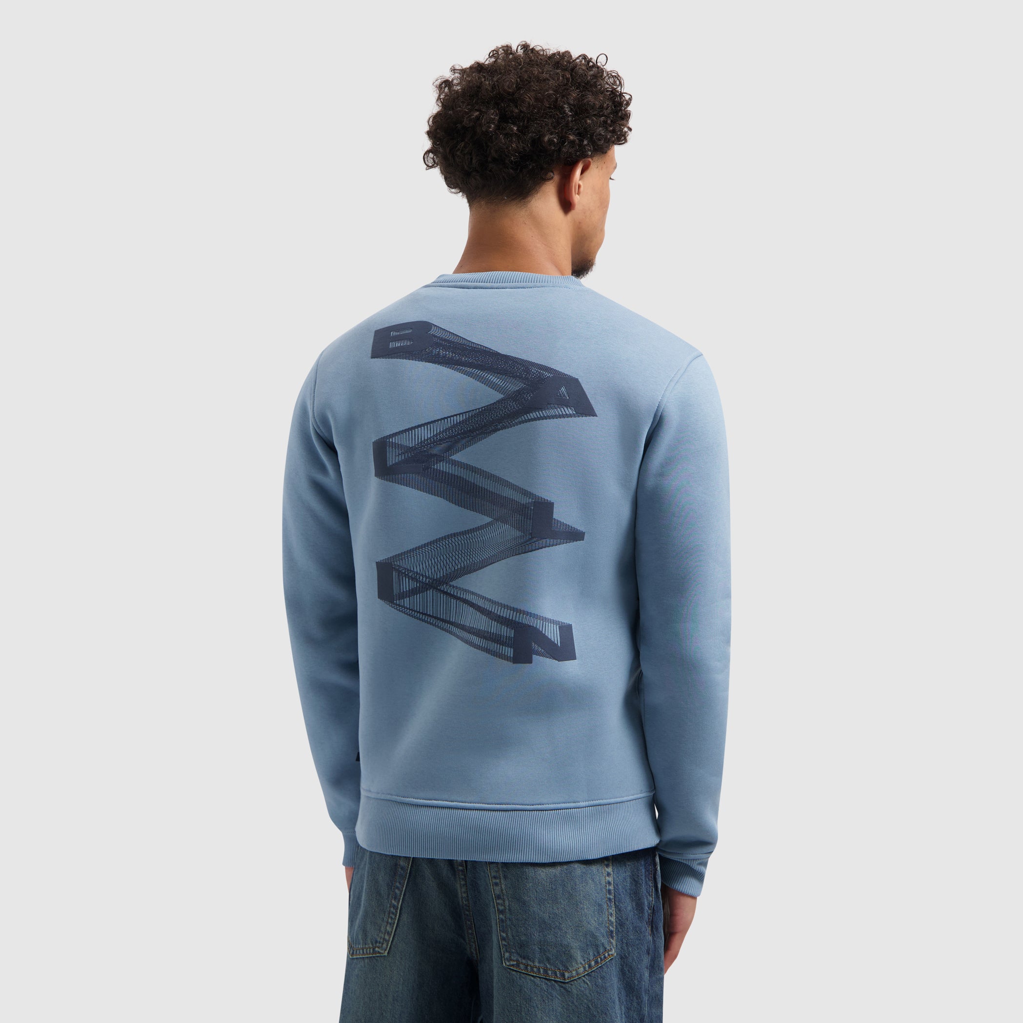 Zig Zag Logo Sweater | Mid Blue Grey