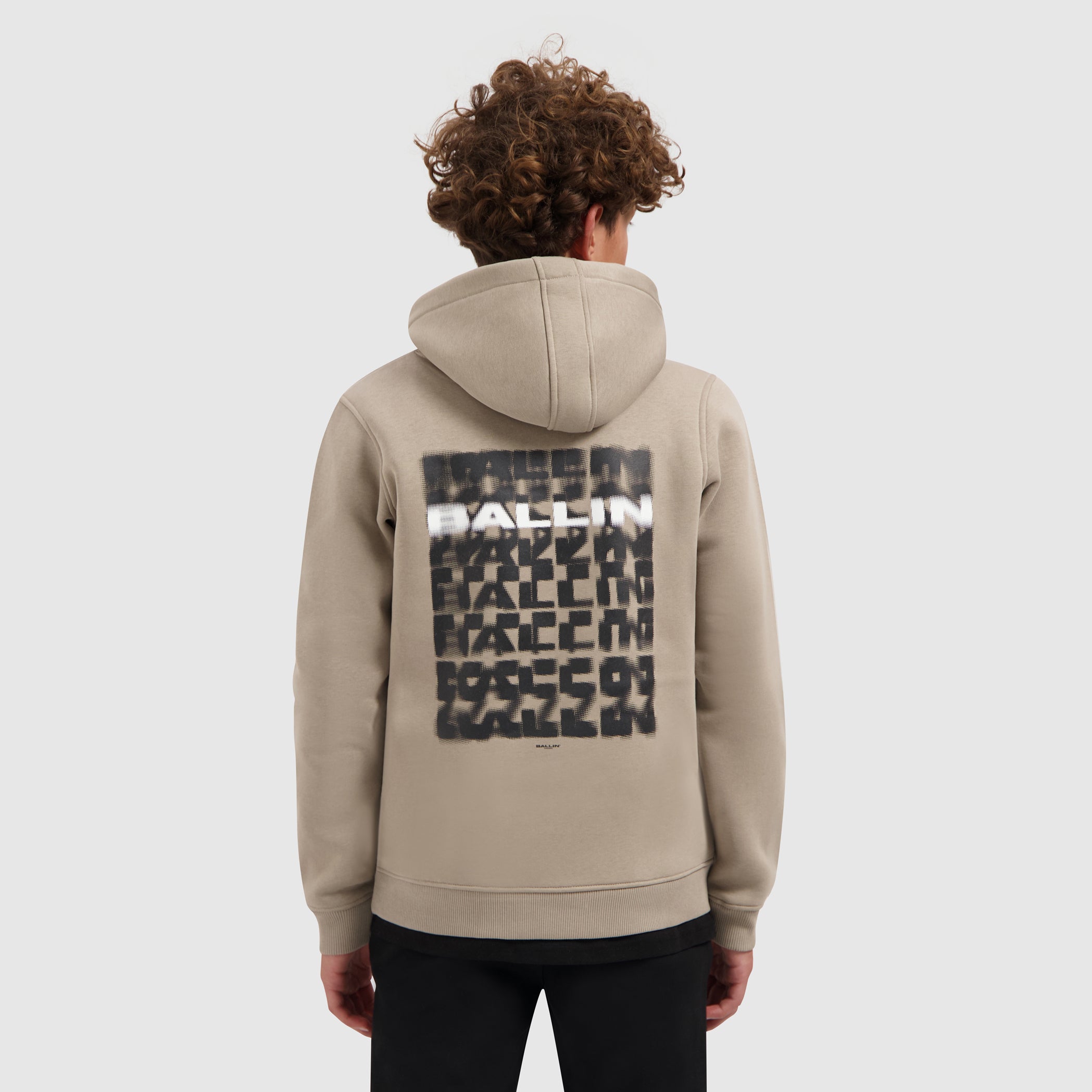 Junior Faded Halftone Hoodie | Taupe