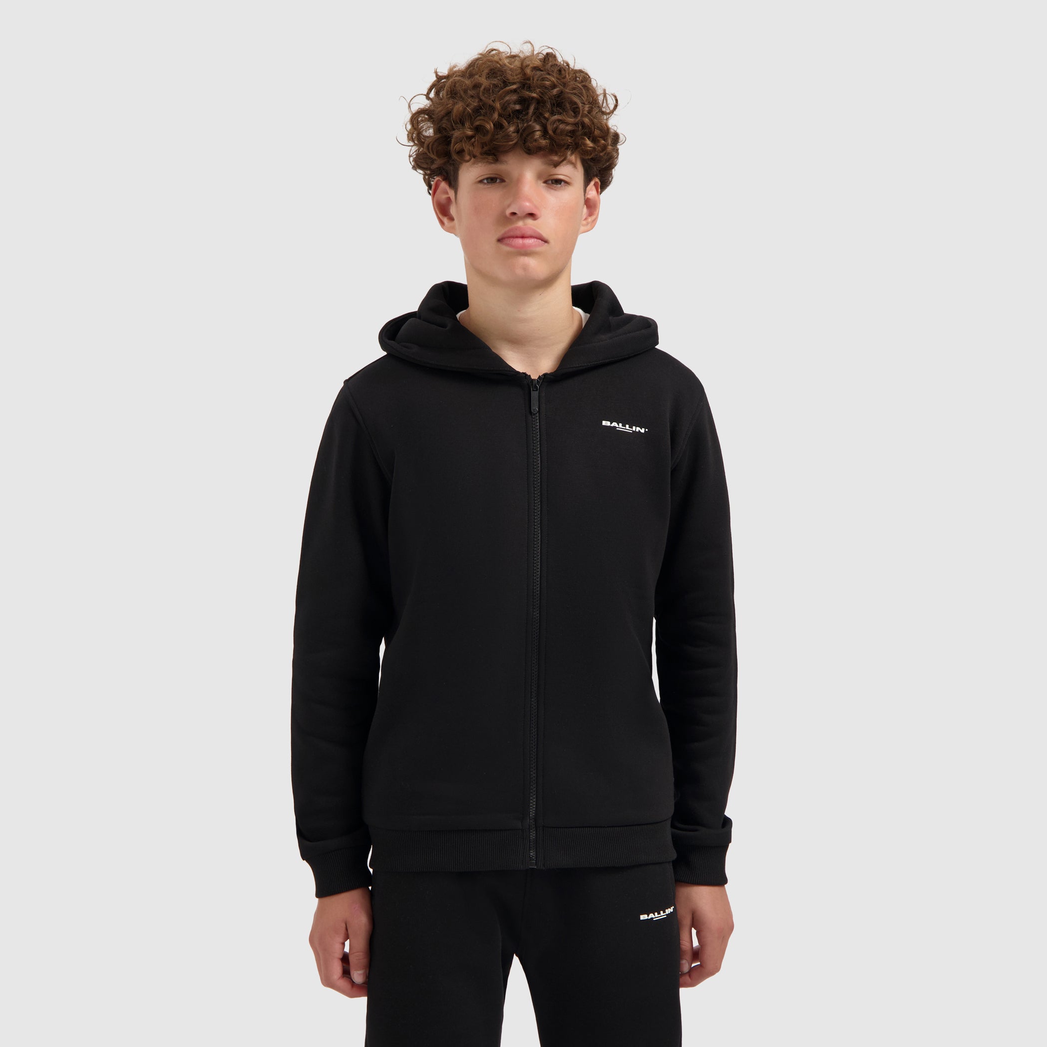 Junior Original Chest Logo Zip-up Hoodie | Black