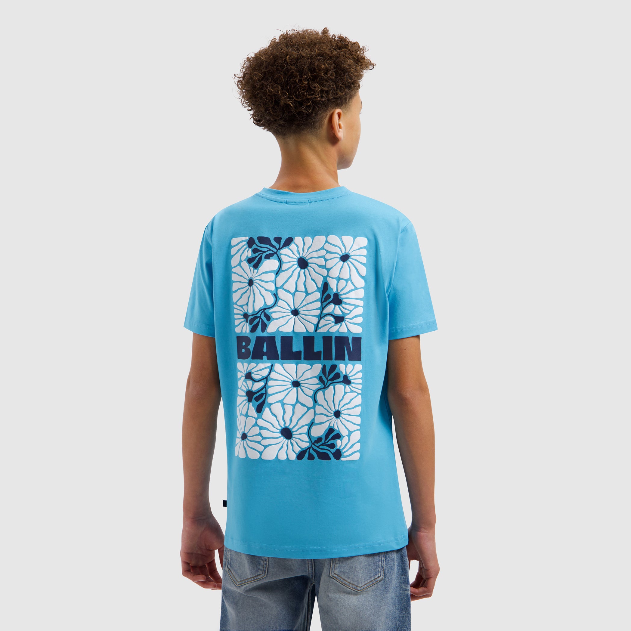 Junior Floral Bouquet T-shirt | Mid Blue
