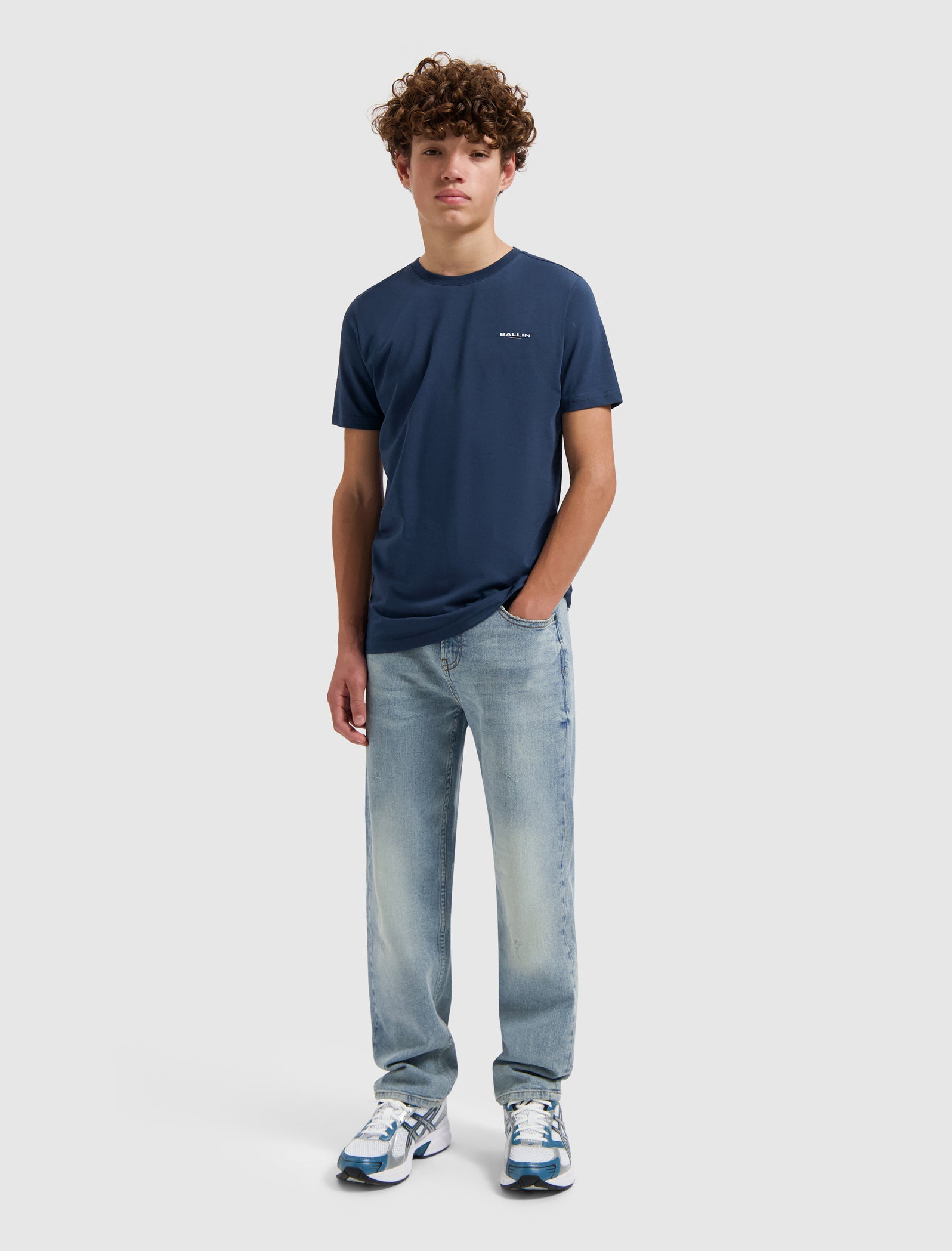 Junior Faded Waves T-shirt | Navy