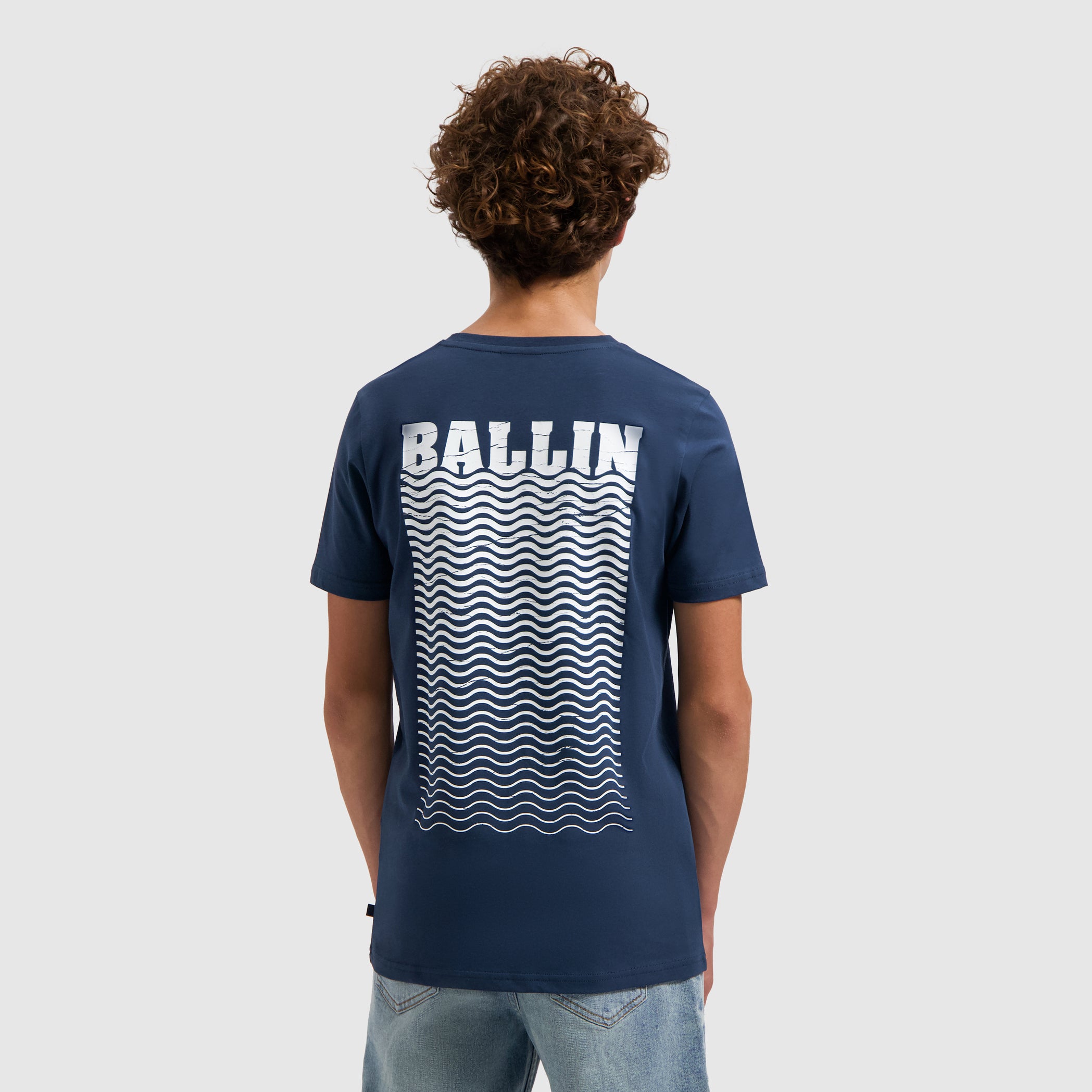 Junior Faded Waves T-shirt | Navy