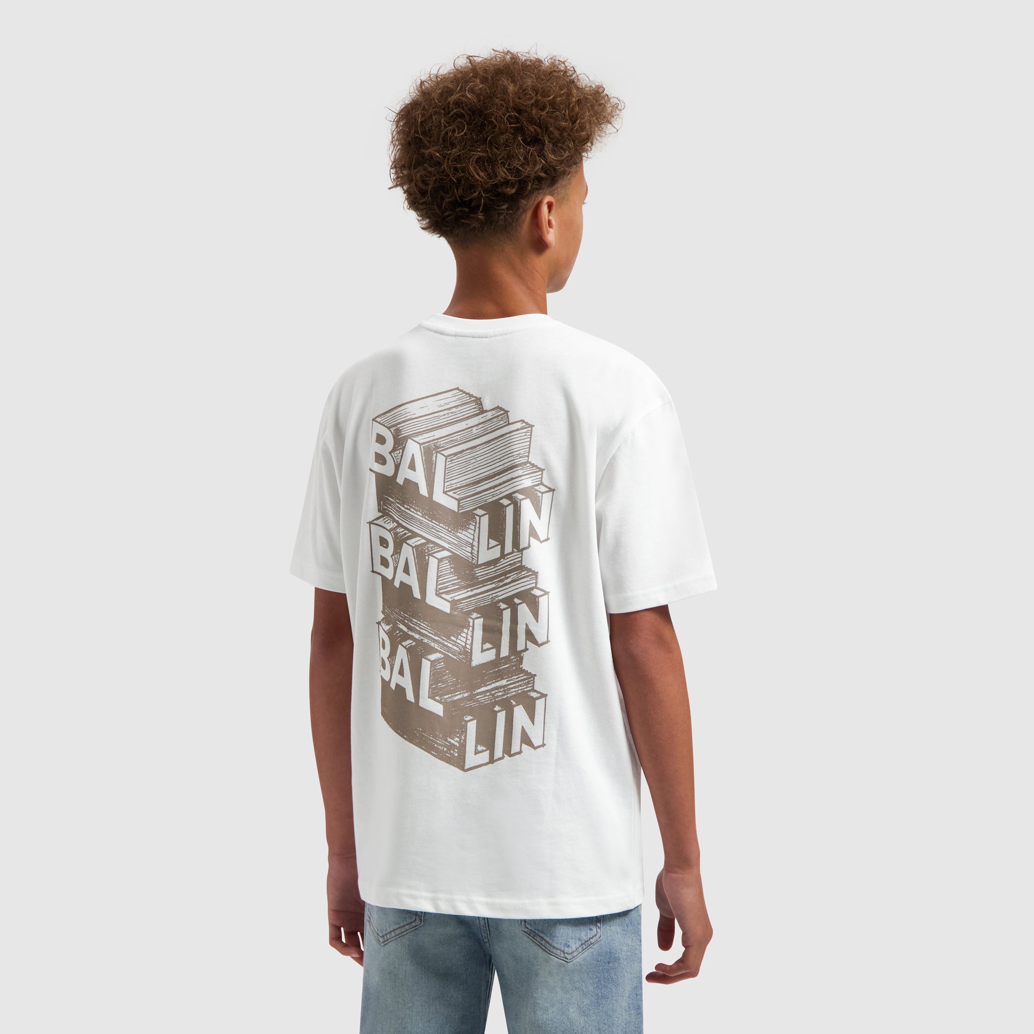 Junior Stacked Logo Sketch T-shirt | White
