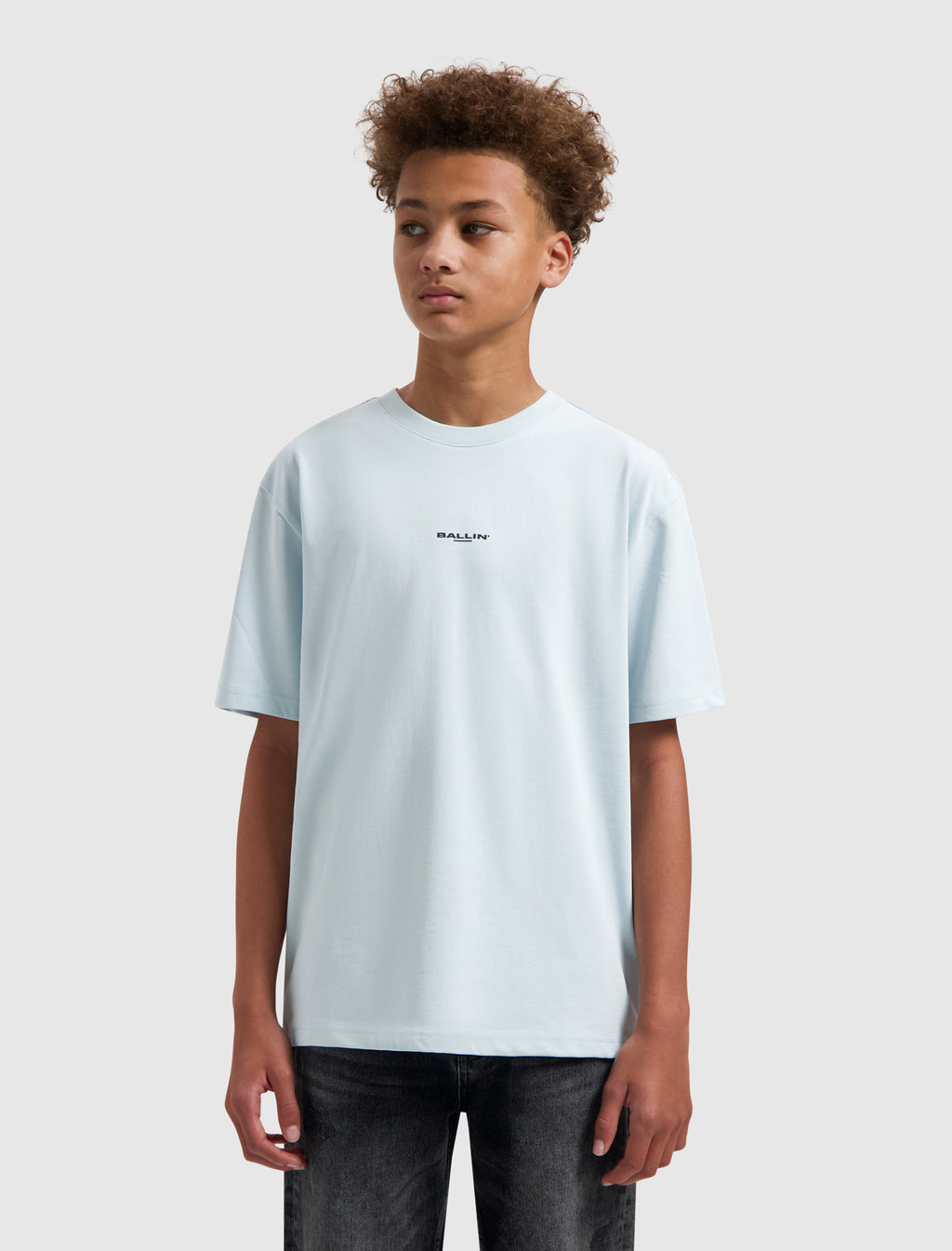 Junior Stacked Logo Sketch T-shirt | Light Blue