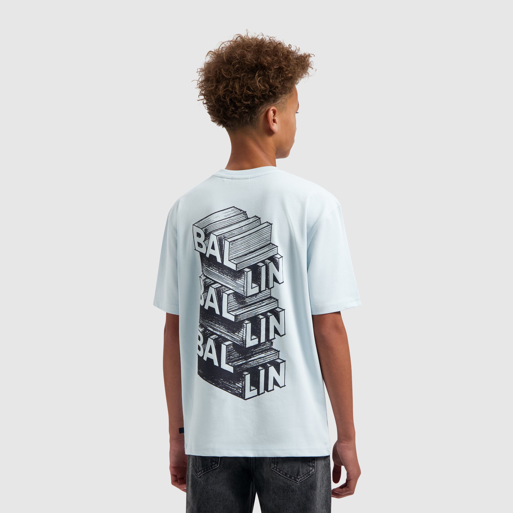 Junior Stacked Logo Sketch T-shirt | Light Blue