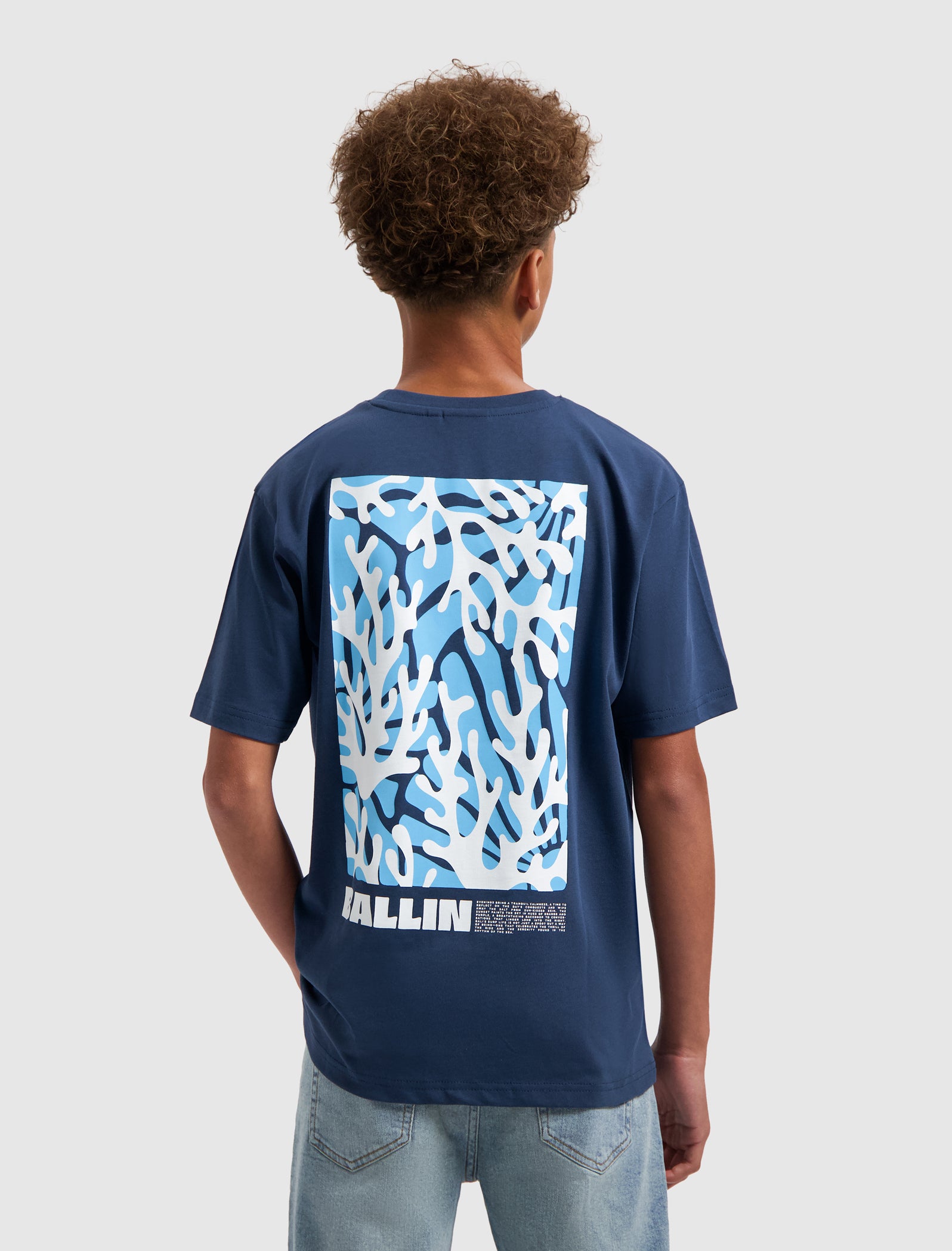 Junior Coral Overload T-shirt | Navy