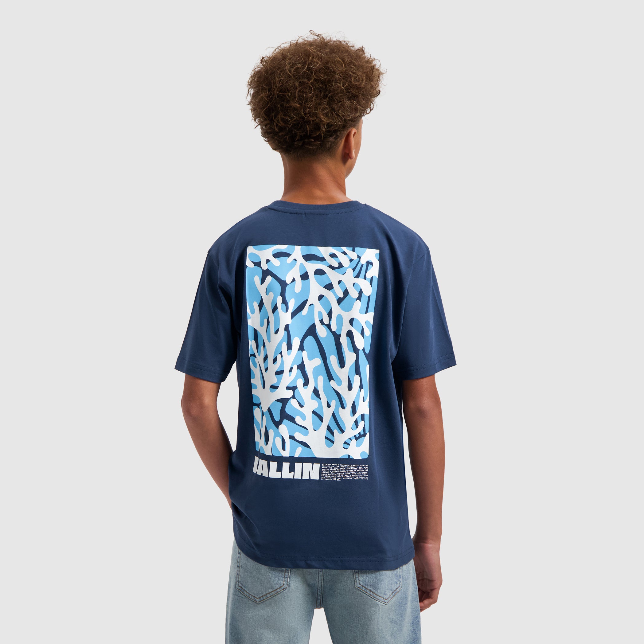 Junior Coral Overload T-shirt | Navy