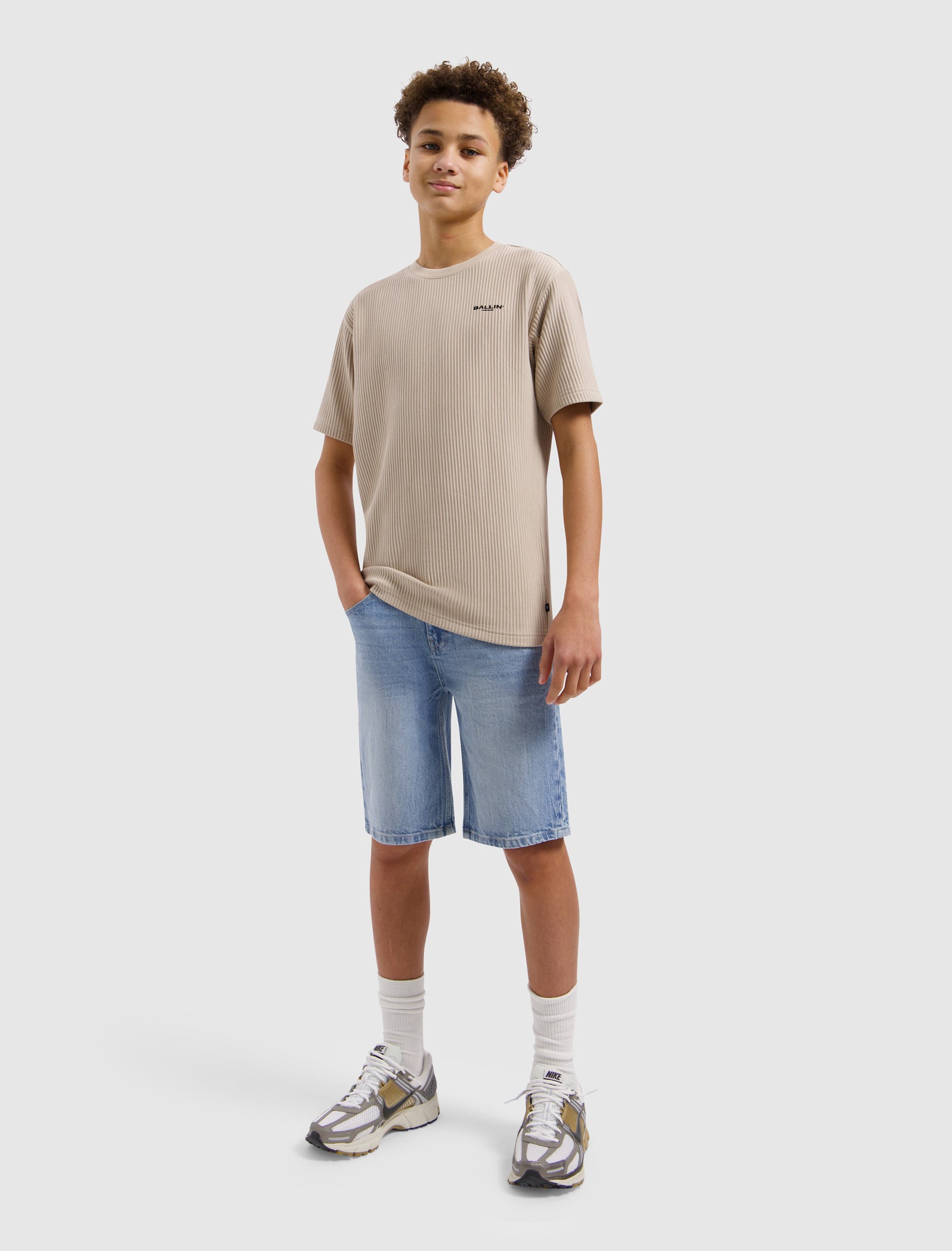 Junior Vertical Stripes T-shirt | Taupe