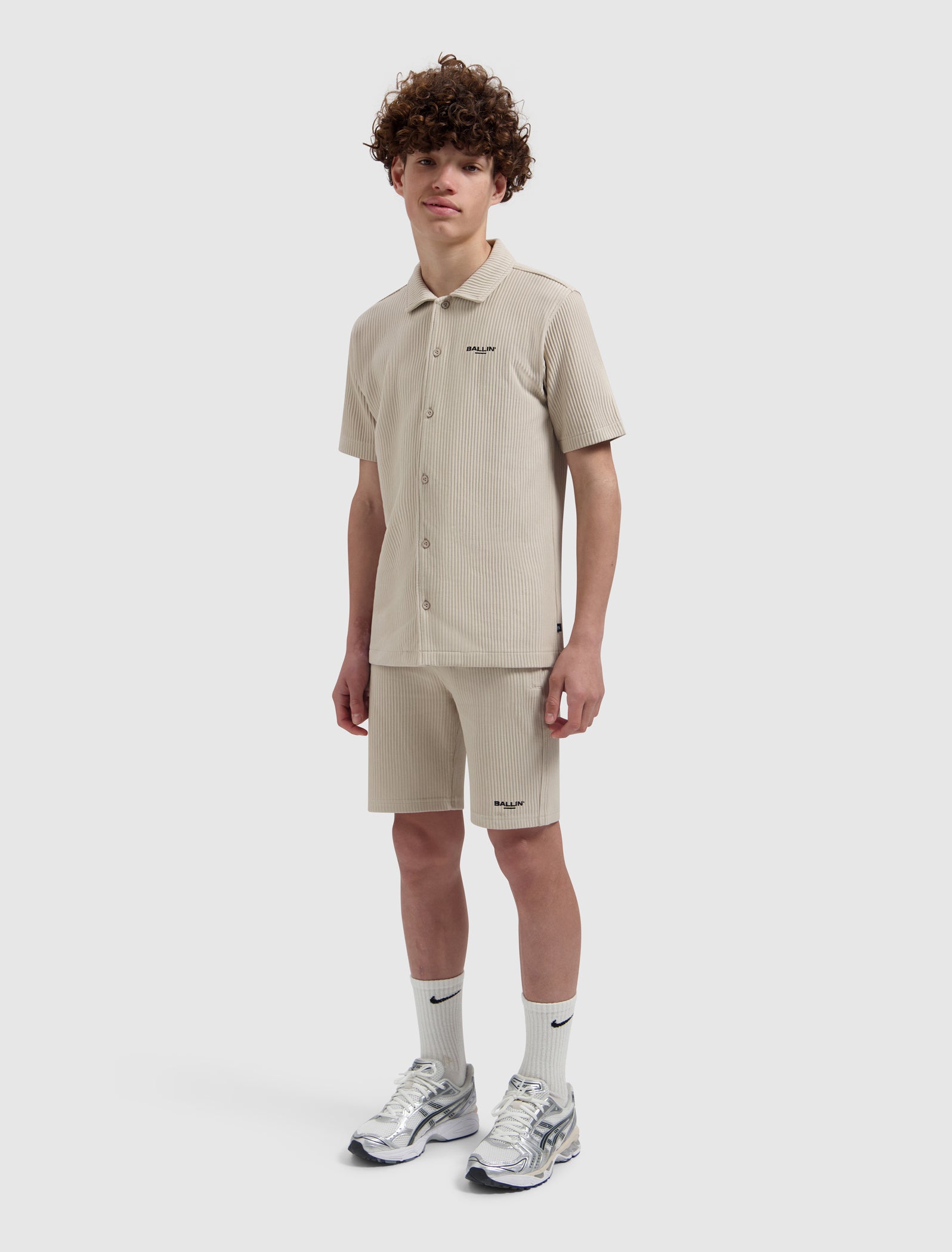 Junior Vertical Stripes Shirt | Taupe