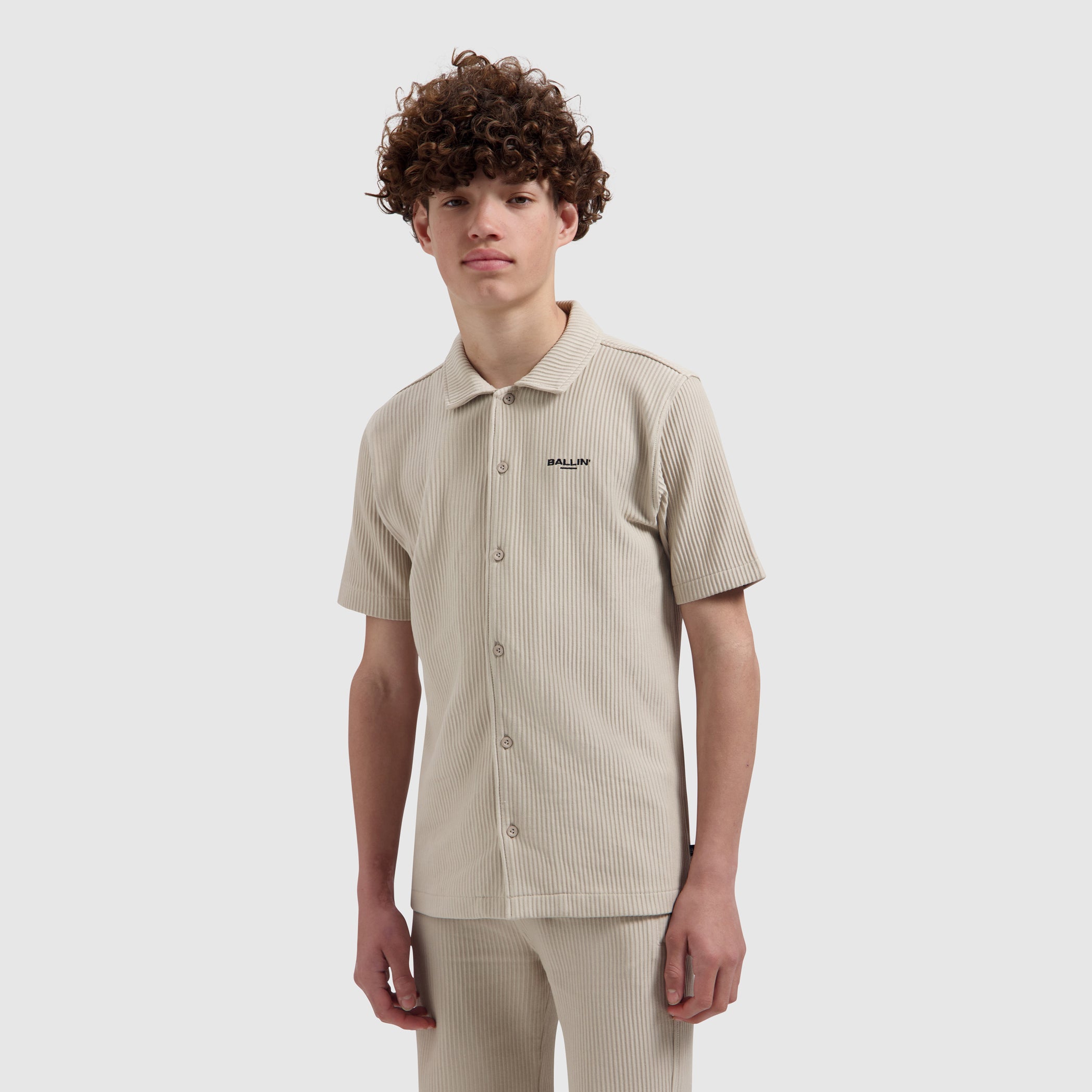Junior Vertical Stripes Shirt | Taupe