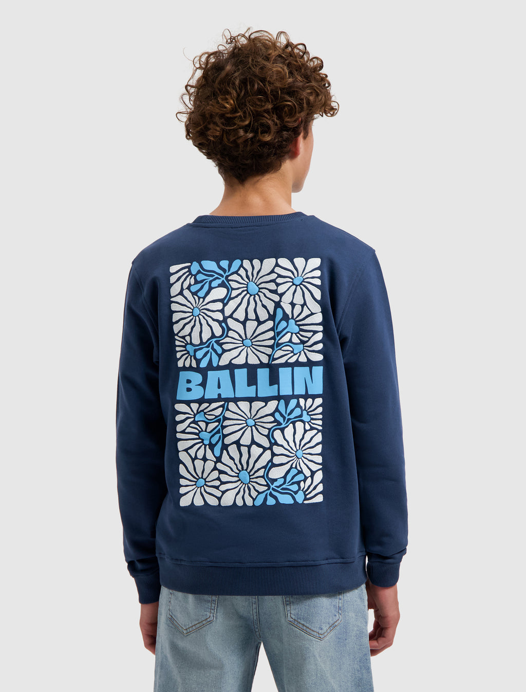 Junior Floral Bouquet Sweater | Navy