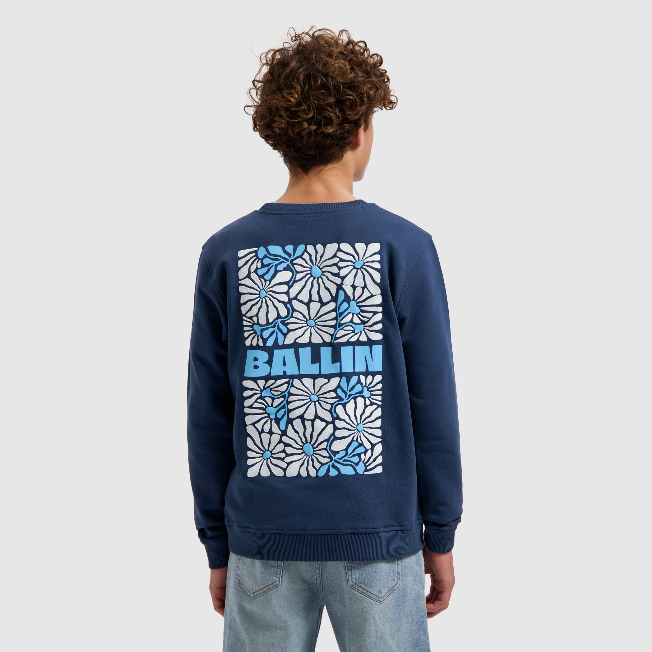 Junior Floral Bouquet Sweater | Navy