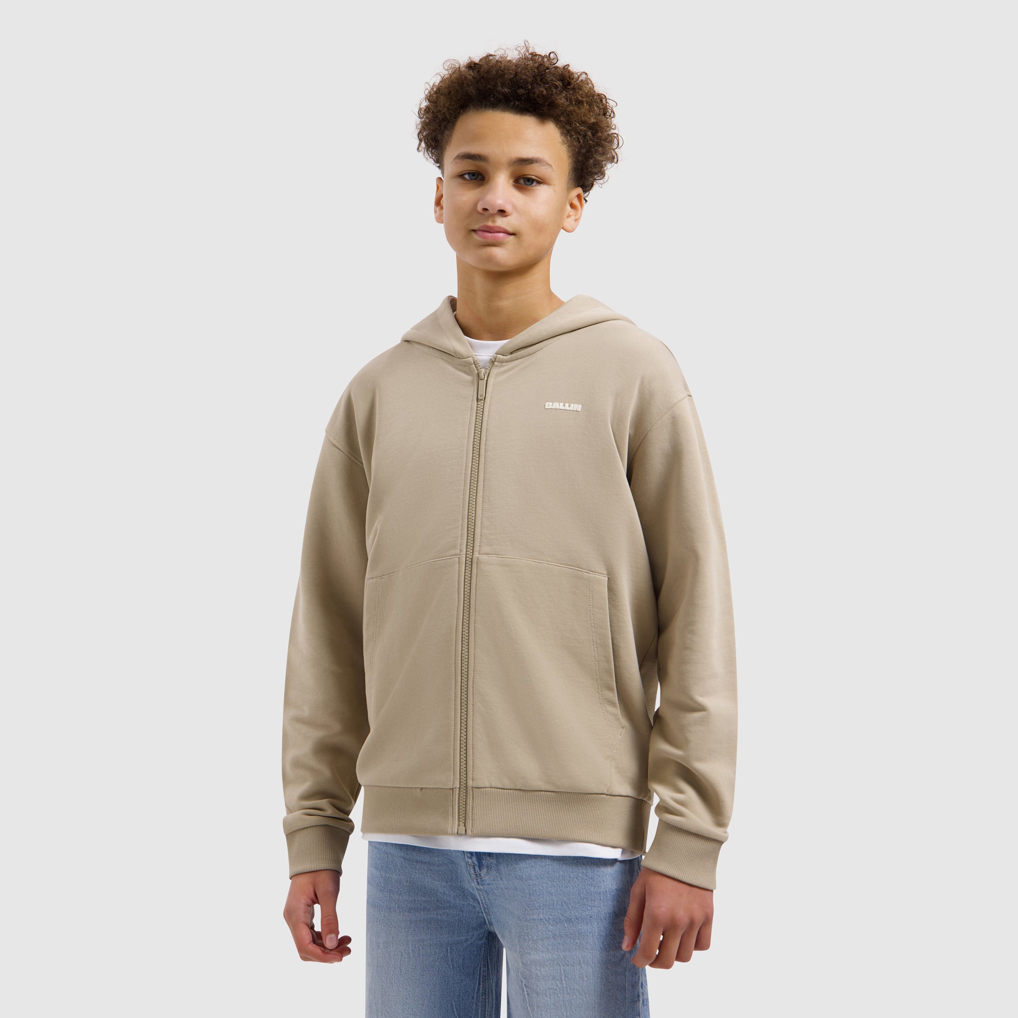 Junior Logo Hooded Vest | Taupe