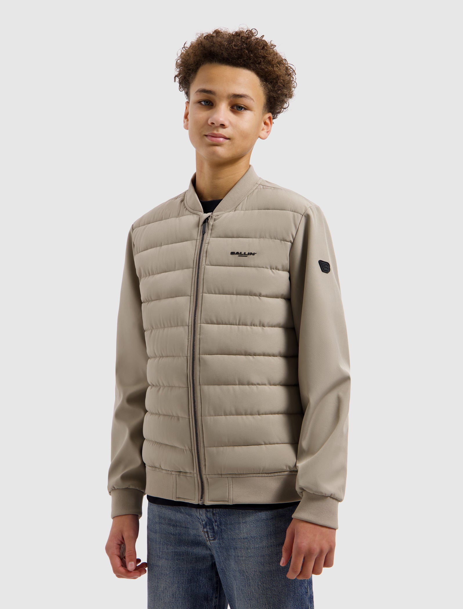 Junior Padded Softshell Jacket | Taupe