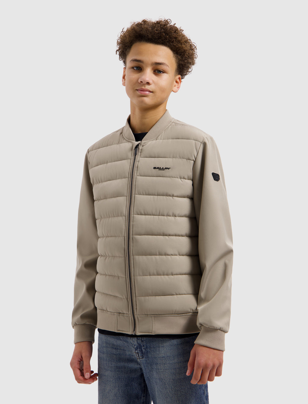 Junior Padded Softshell Jacket | Taupe
