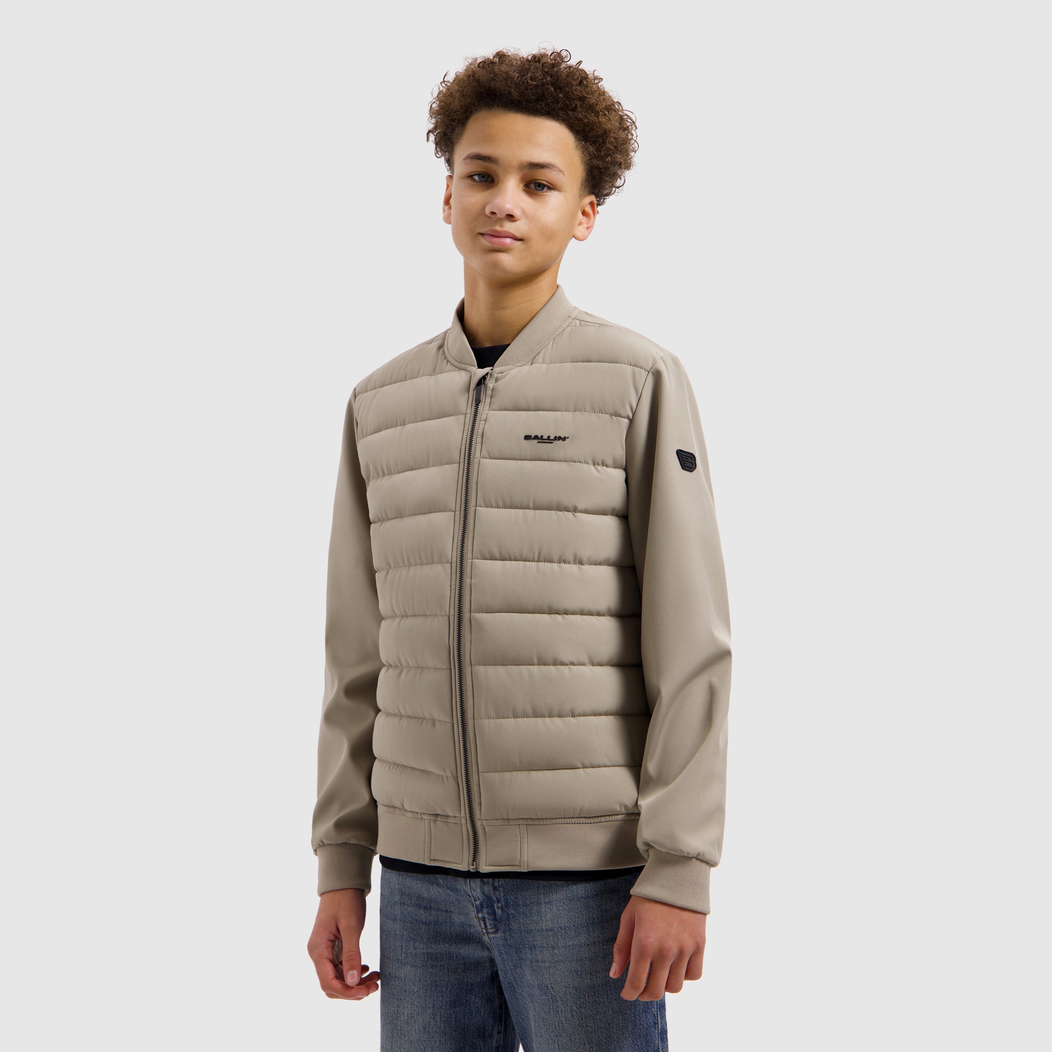 Junior Padded Softshell Jacket | Taupe