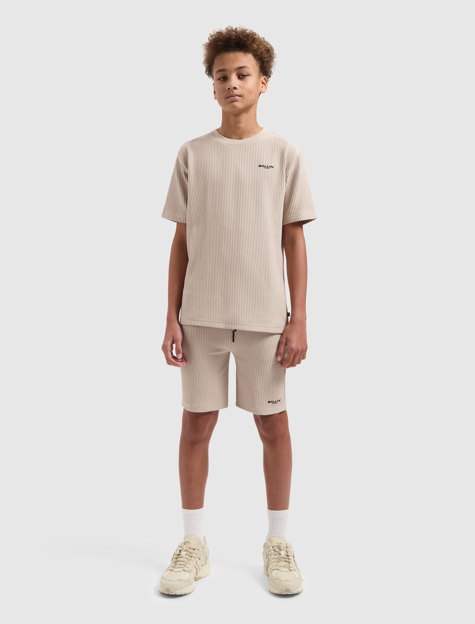 Junior Vertical Stripes Short | Taupe