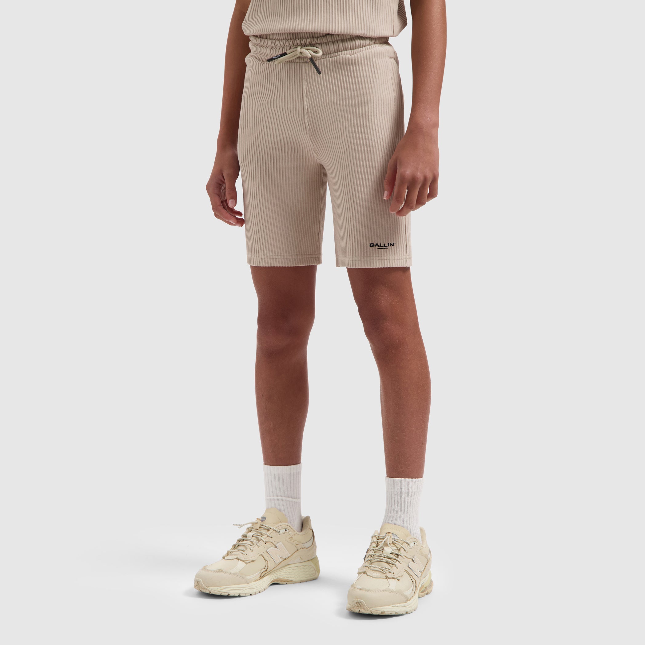 Junior Vertical Stripes Short | Taupe