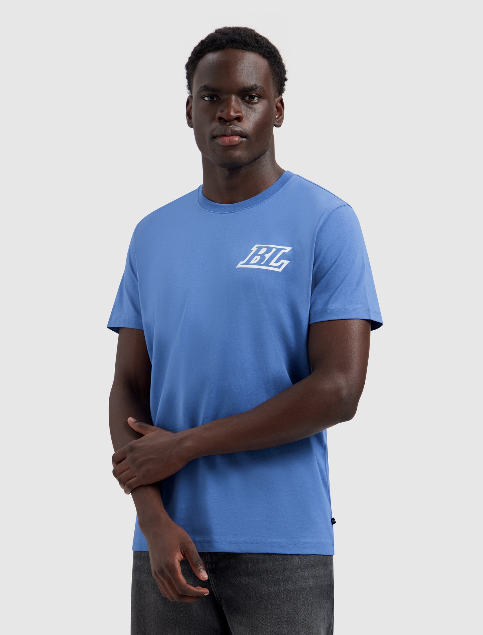 Stacked Logo T-shirt | Faded Cobalt