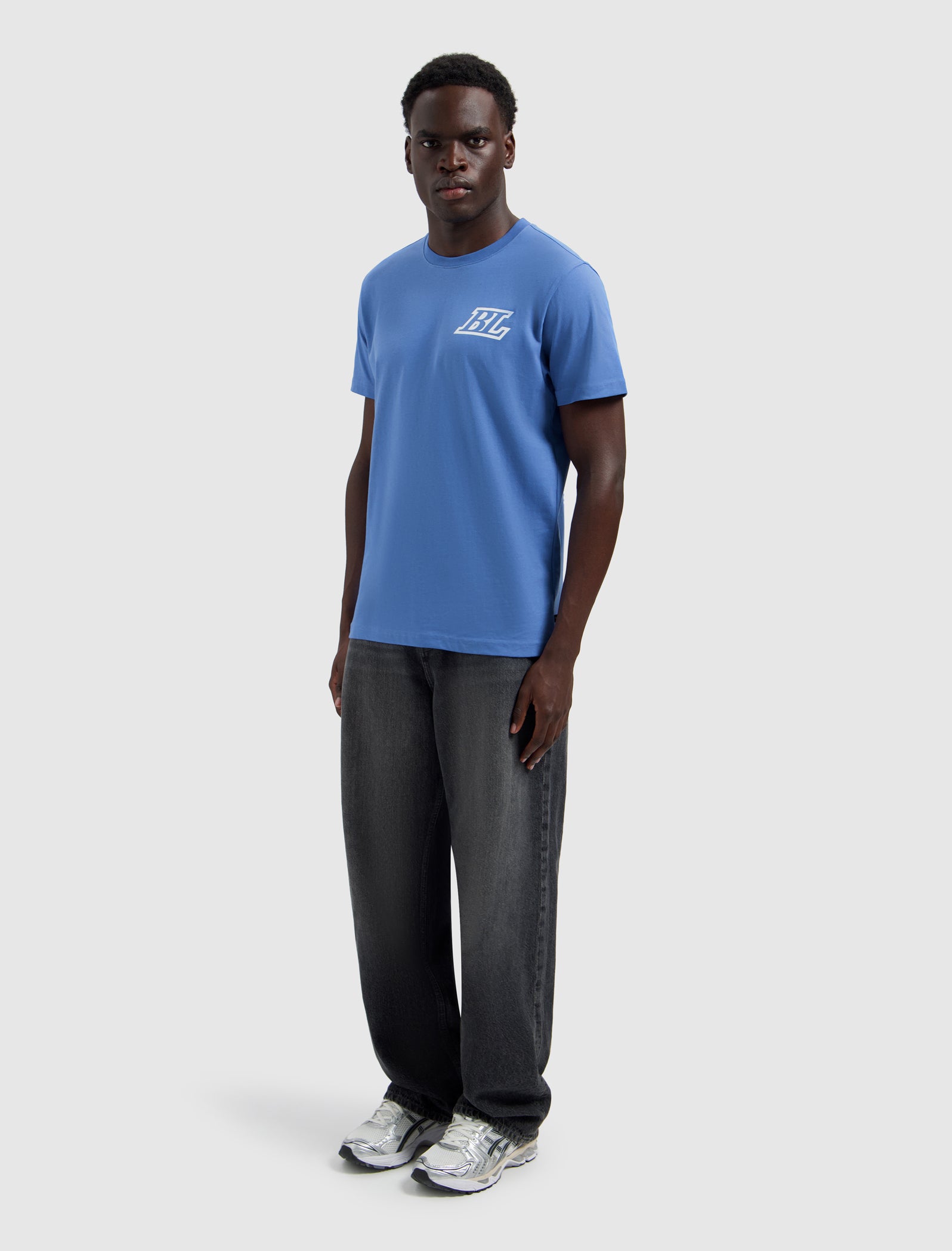 Stacked Logo T-shirt | Faded Cobalt