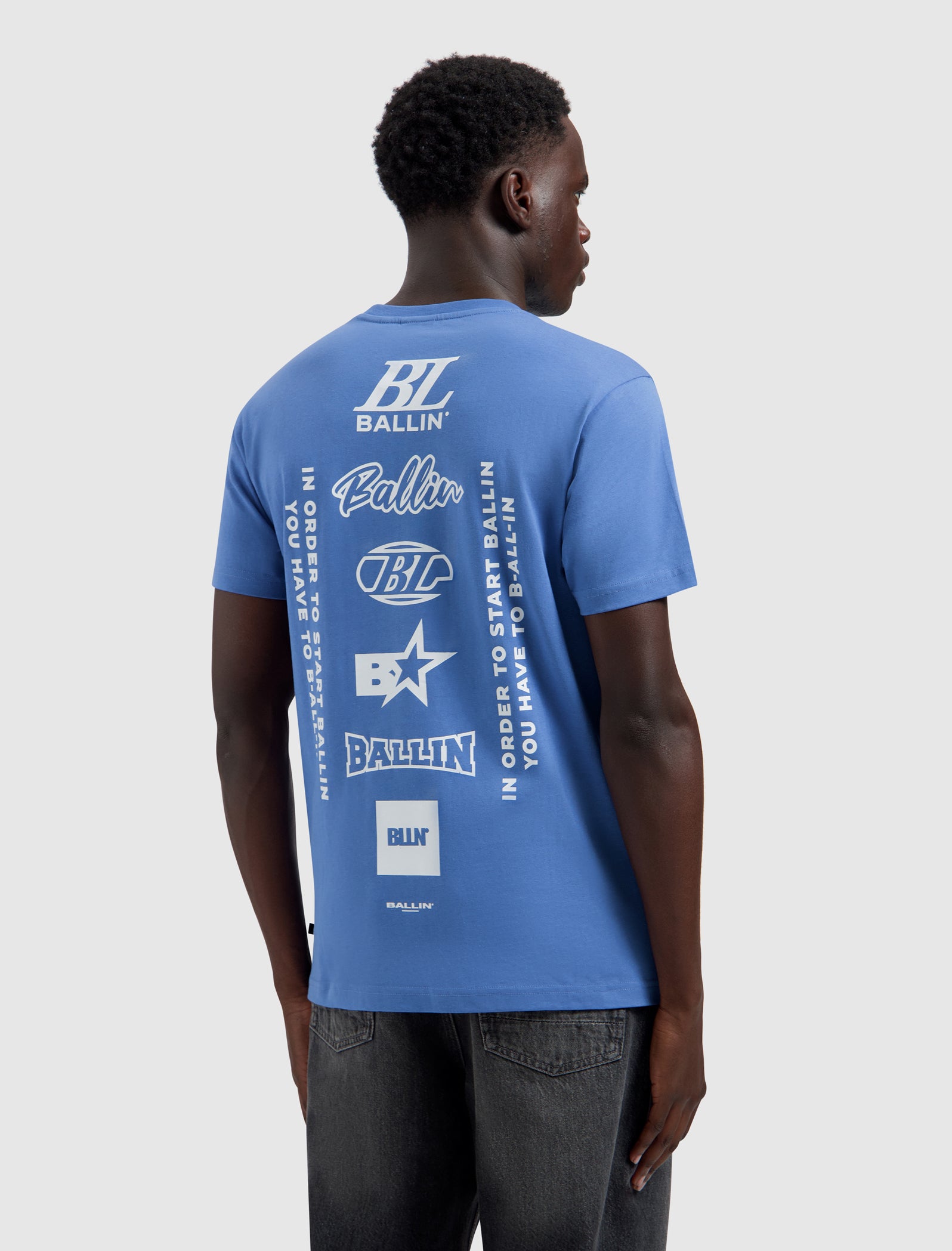 Stacked Logo T-shirt | Faded Cobalt