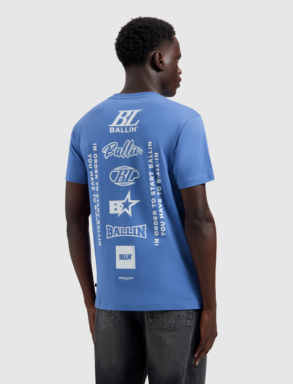 Stacked Logo T-shirt | Faded Cobalt