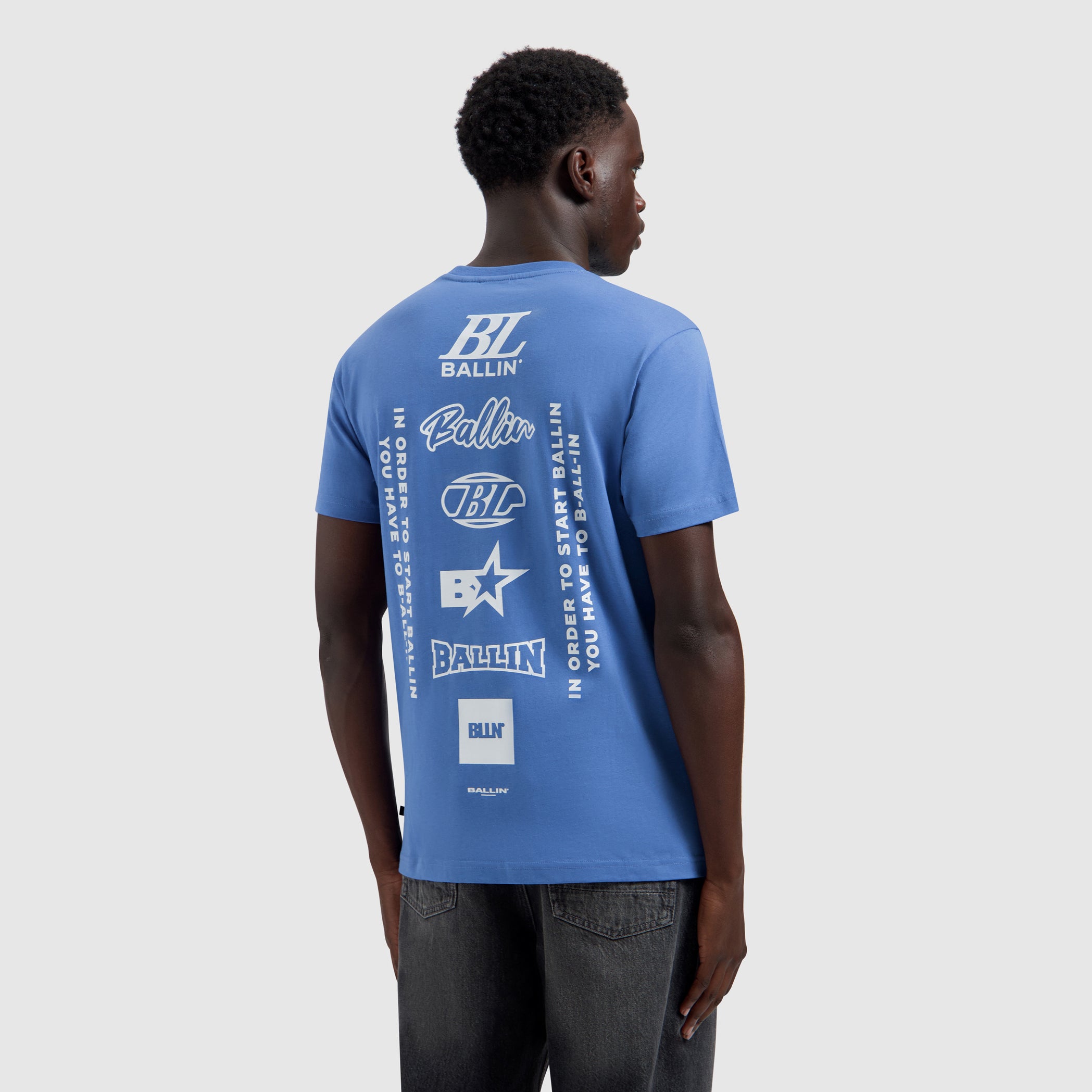 Stacked Logo T-shirt | Faded Cobalt