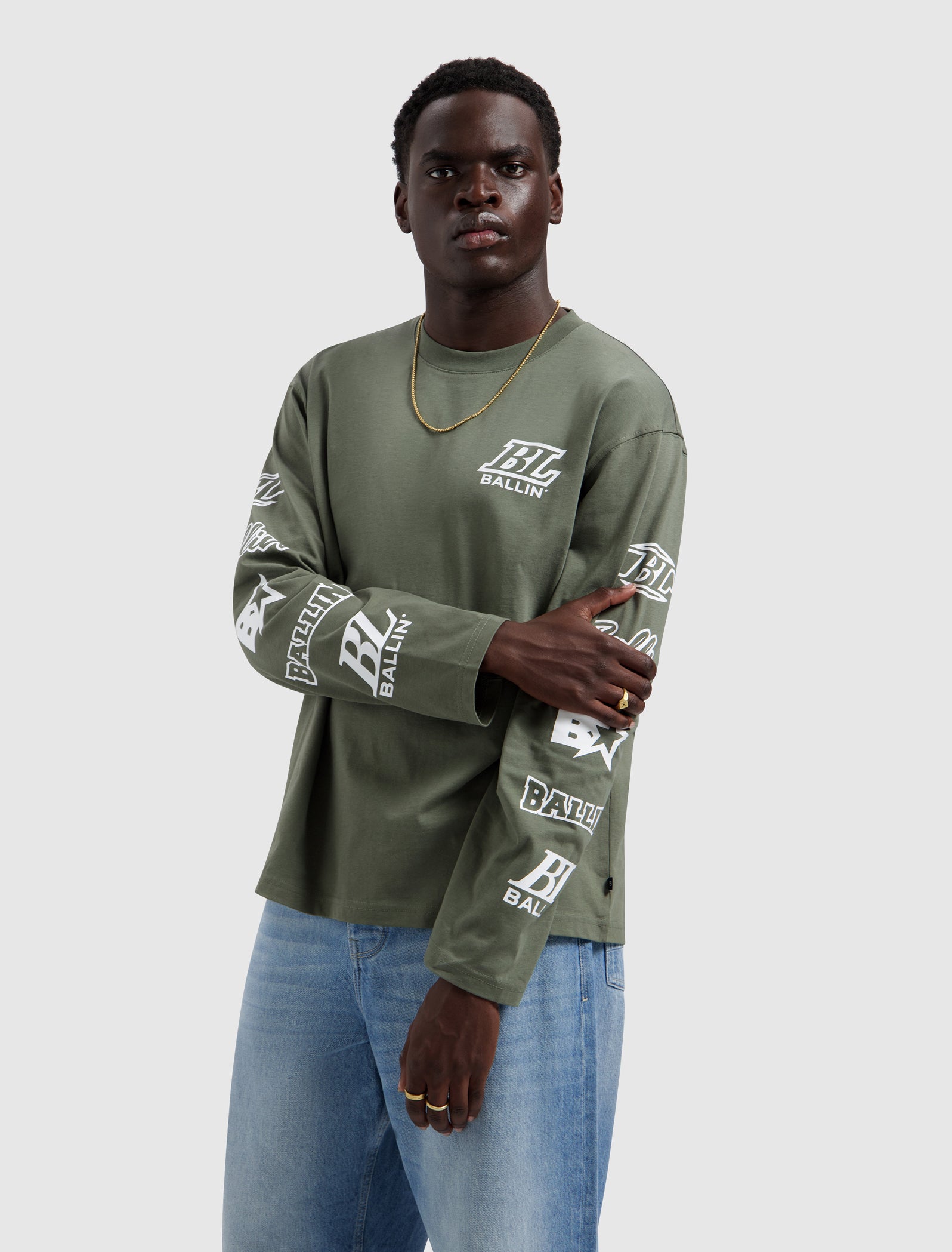 Stacked Logo Longsleeve T-shirt | Dark Army