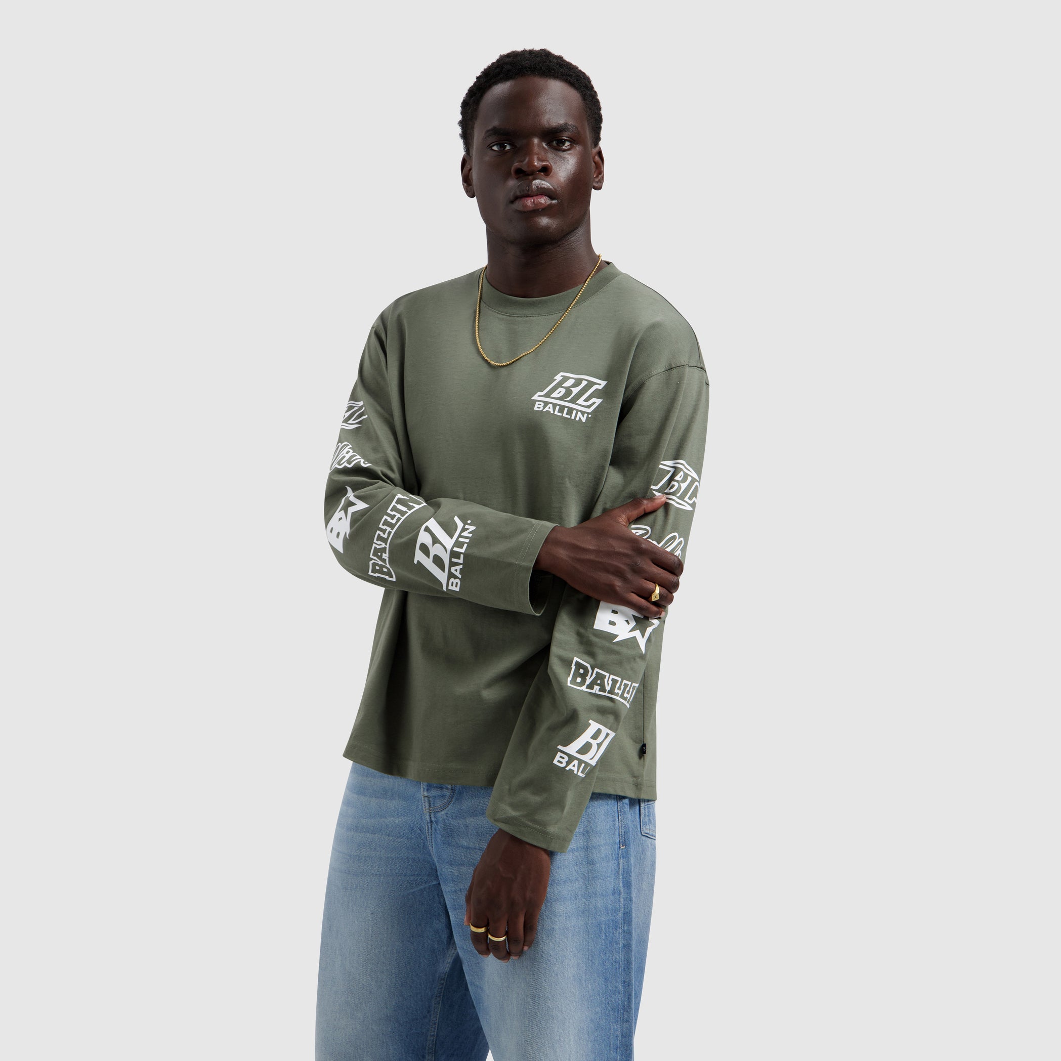 Stacked Logo Longsleeve T-shirt | Dark Army