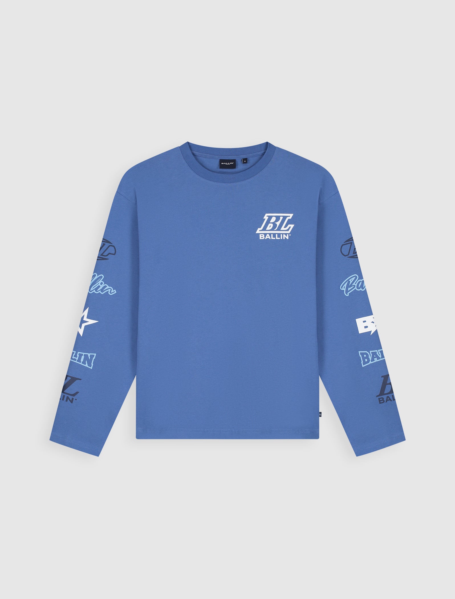Stacked Logo Longsleeve T-shirt | Faded Cobalt
