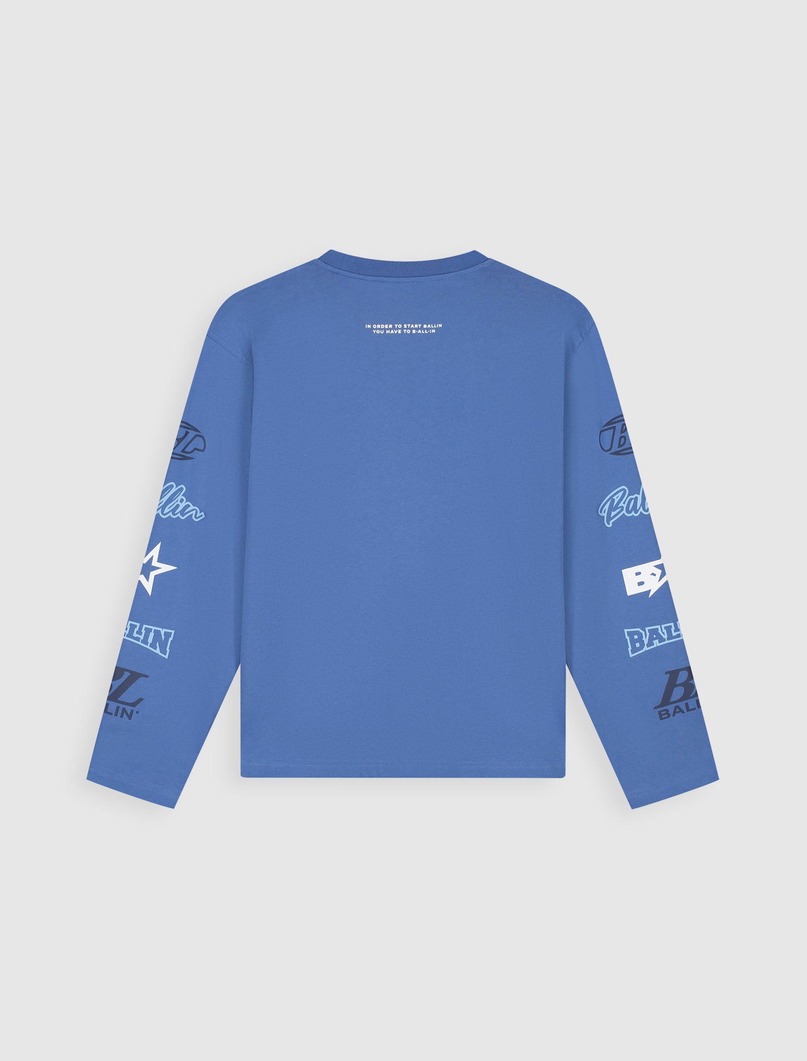 Stacked Logo Longsleeve T-shirt | Faded Cobalt