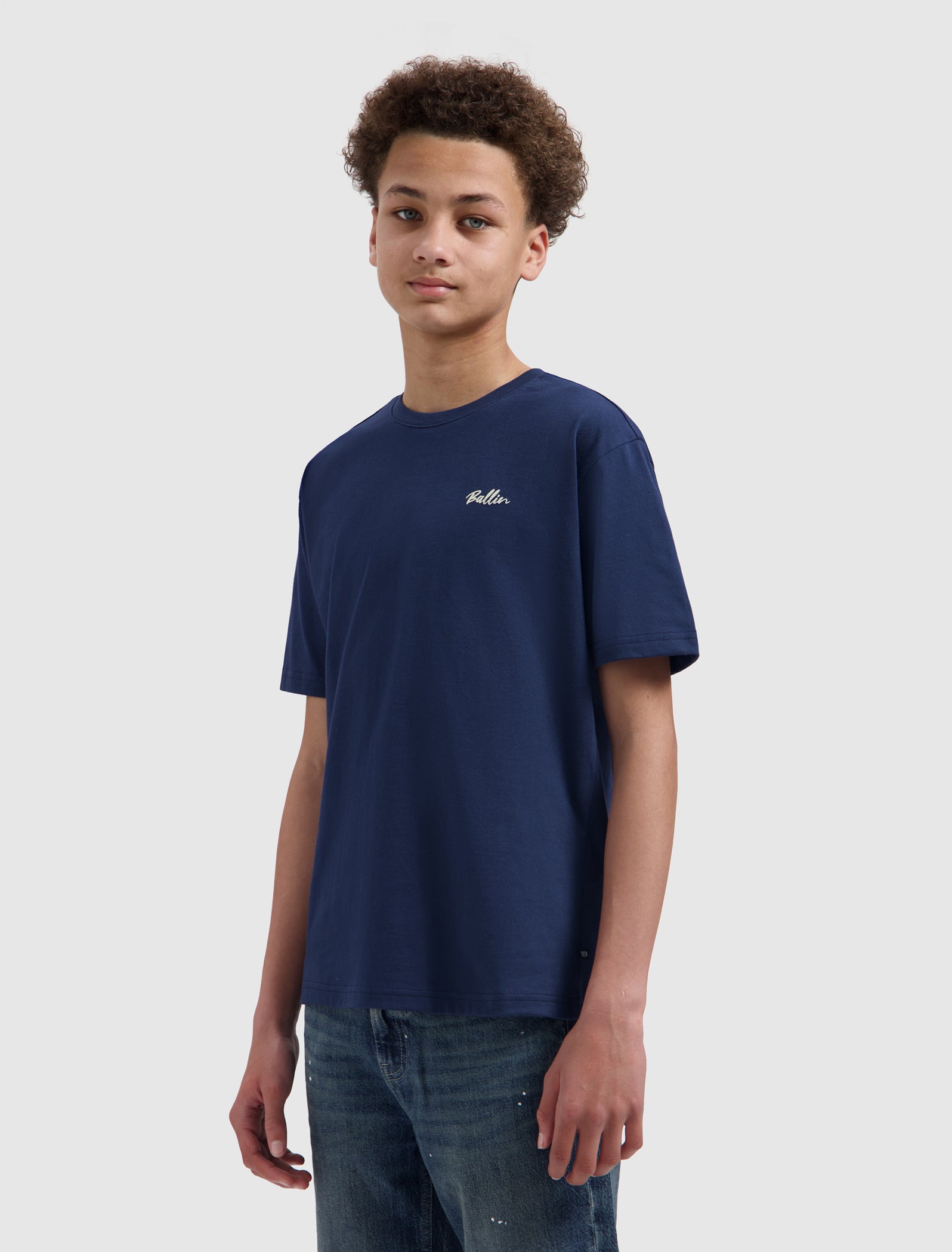 Junior Script Logo T-shirt | Navy