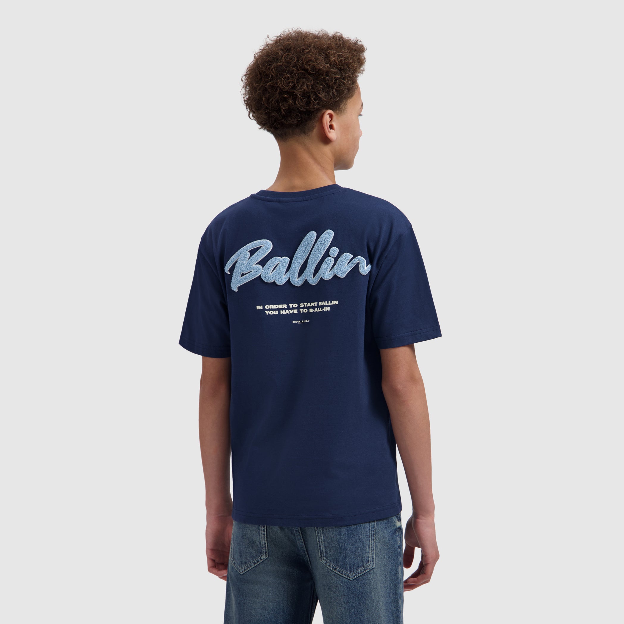 Junior Script Logo T-shirt | Navy