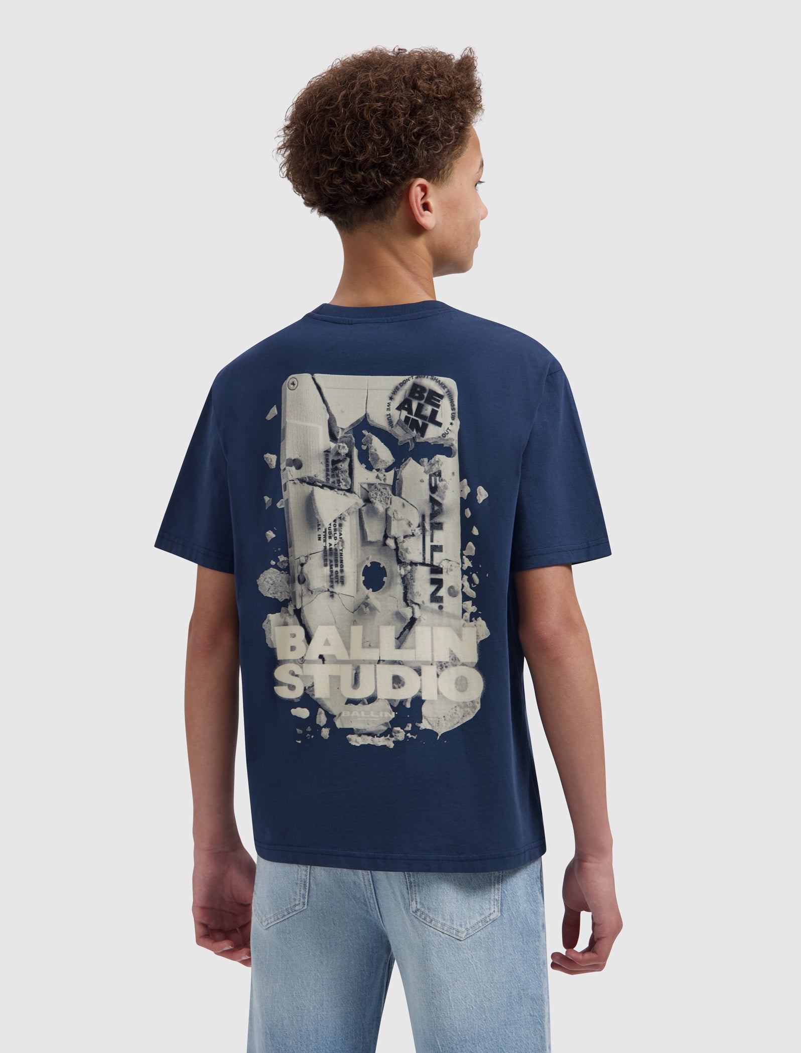 Junior Exploding Cassette Tape T-shirt | Navy