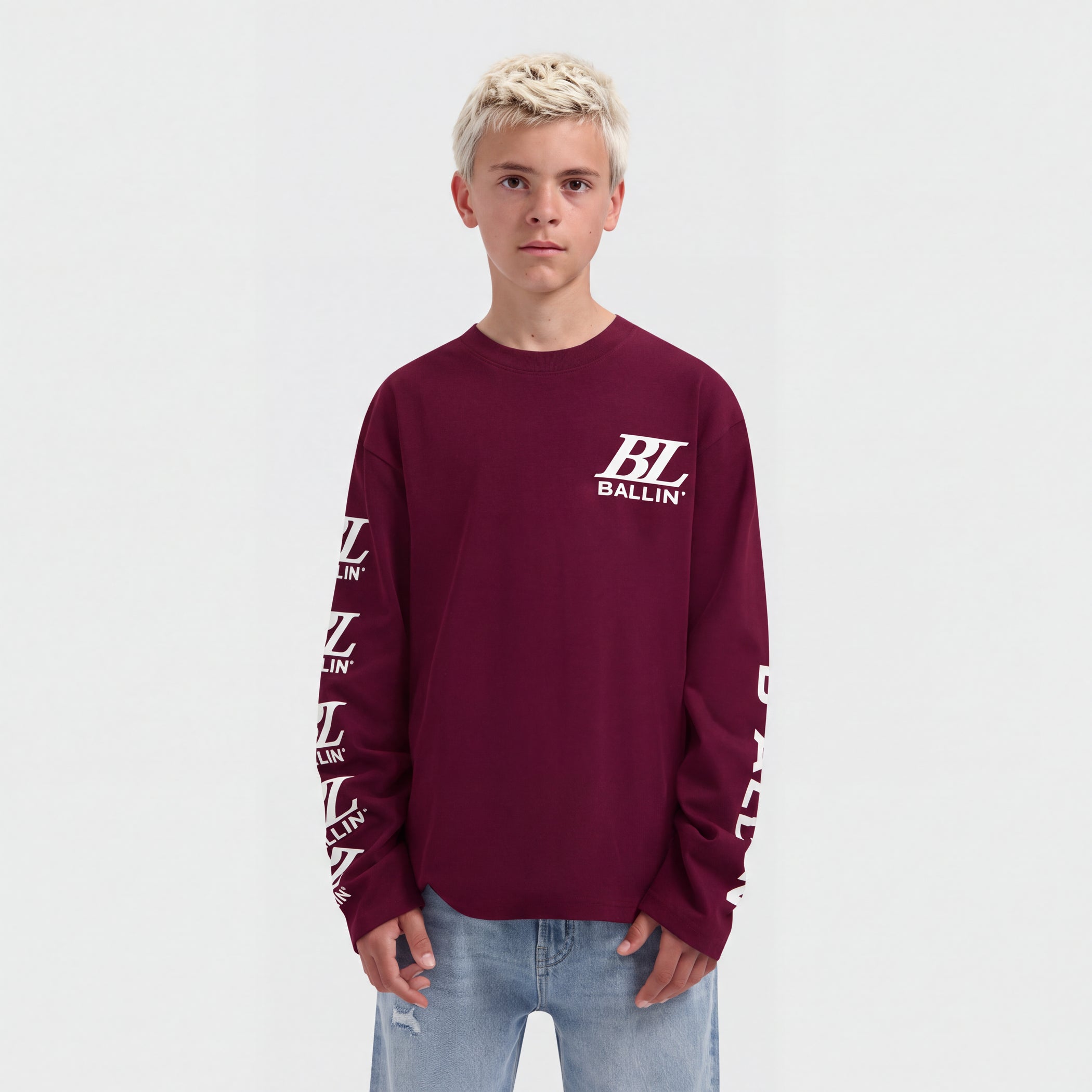 Junior Monogram Longsleeve | Bordeaux