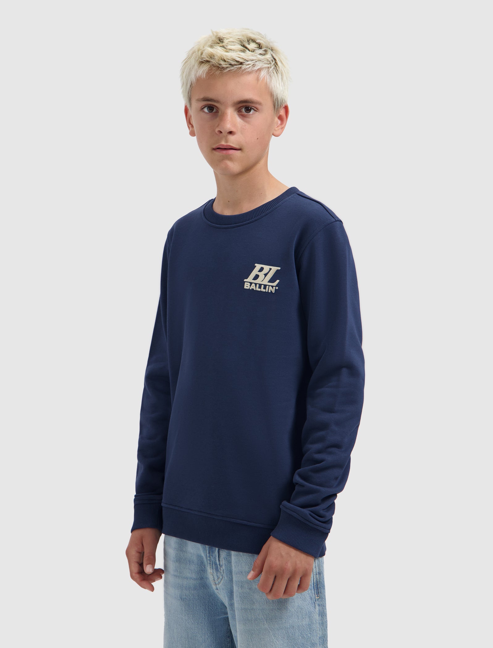 Junior Monogram Crewneck | Navy