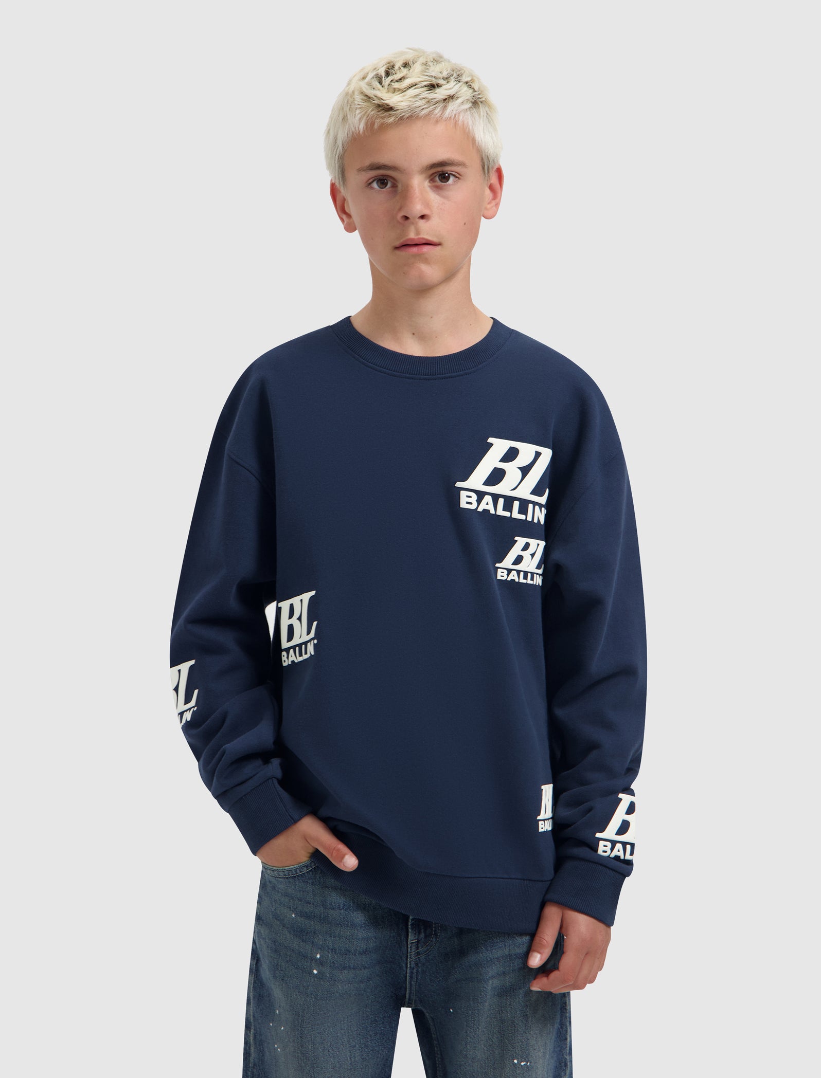 Junior Multi-Monogram Crewneck | Navy
