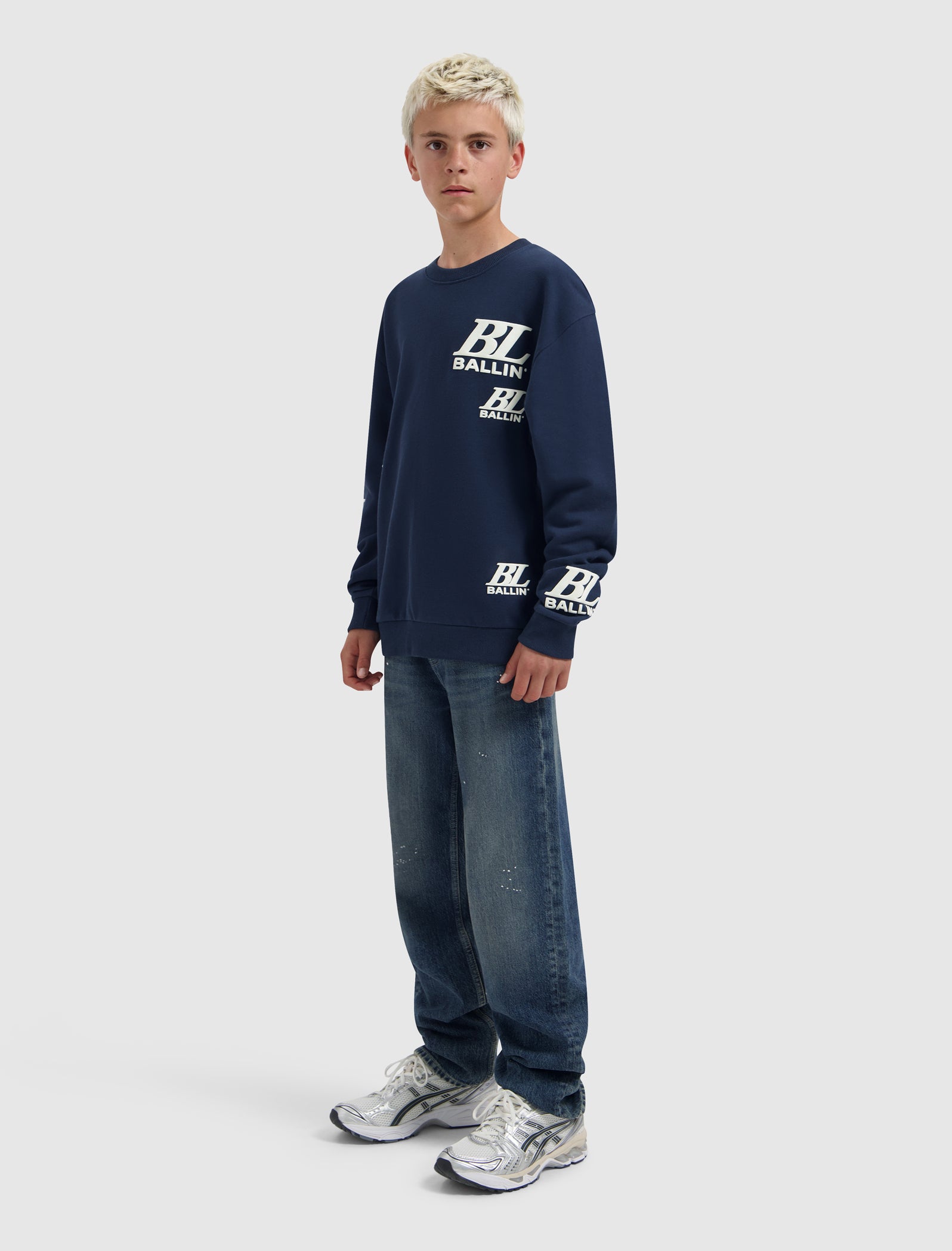 Junior Multi-Monogram Crewneck | Navy