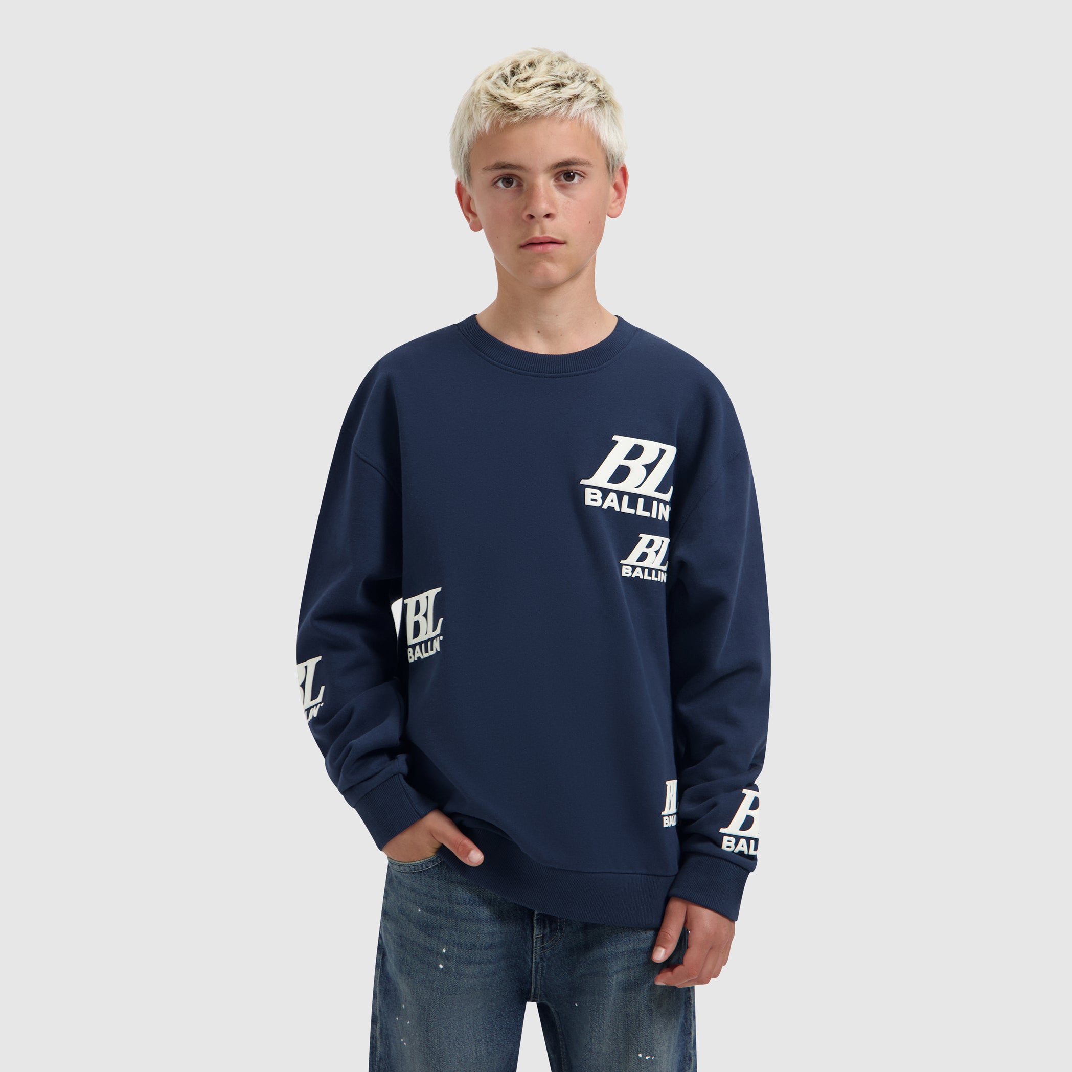 Junior Multi-Monogram Crewneck | Navy