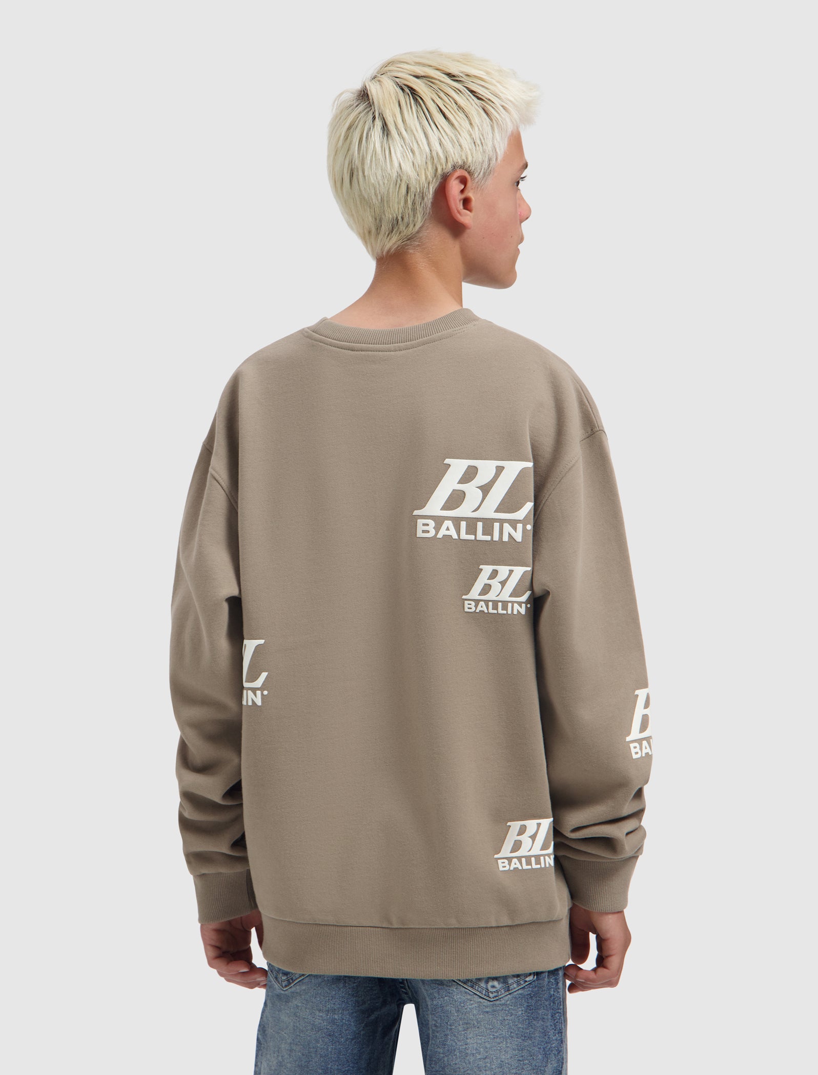 Junior Multi-Monogram Crewneck | Taupe
