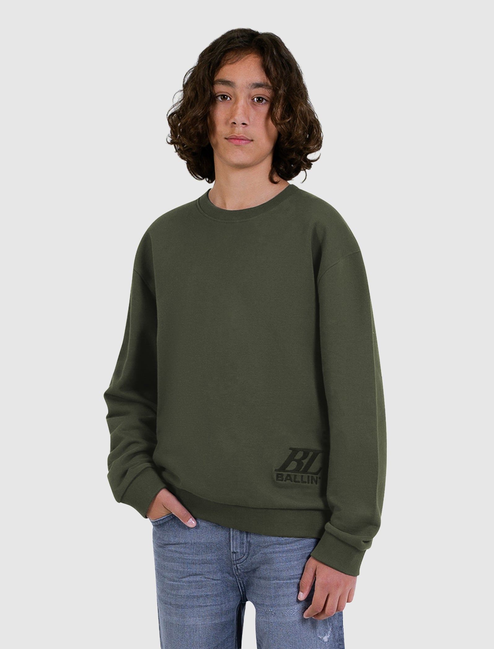Junior Big Monogram Crewneck | Olive
